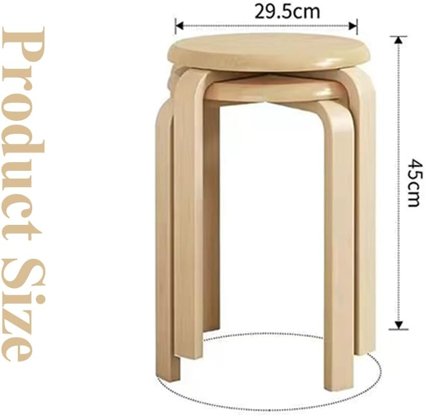 Solid Wood round Stool,Stackable Dining Stools,Home Supplies,Multifunctional Backless Chairs,Sturdy Lounge Wooden Chairs,For Kitchen,Garden,Living Room(2Pcs)