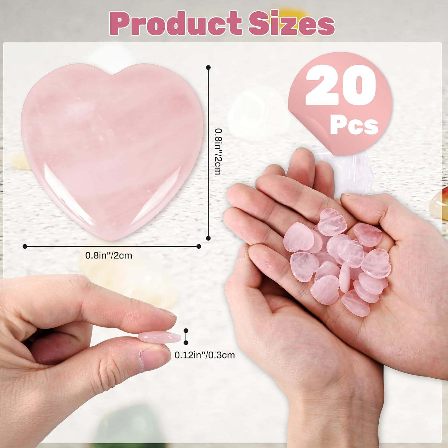 20Pcs Mini Crystal Heart Natural Healing Crystals Rose Pink Quartz Bulk Polished Stone image number 2