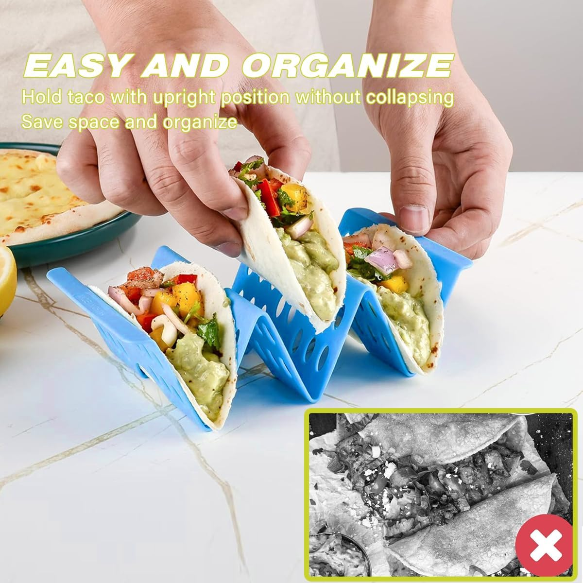 AIMALL 7PCS Taco Holder Set, Wave-Shaped Pancake Stand, Durable ABS, Each 76.77X3.9X1.97 Inches image number 4