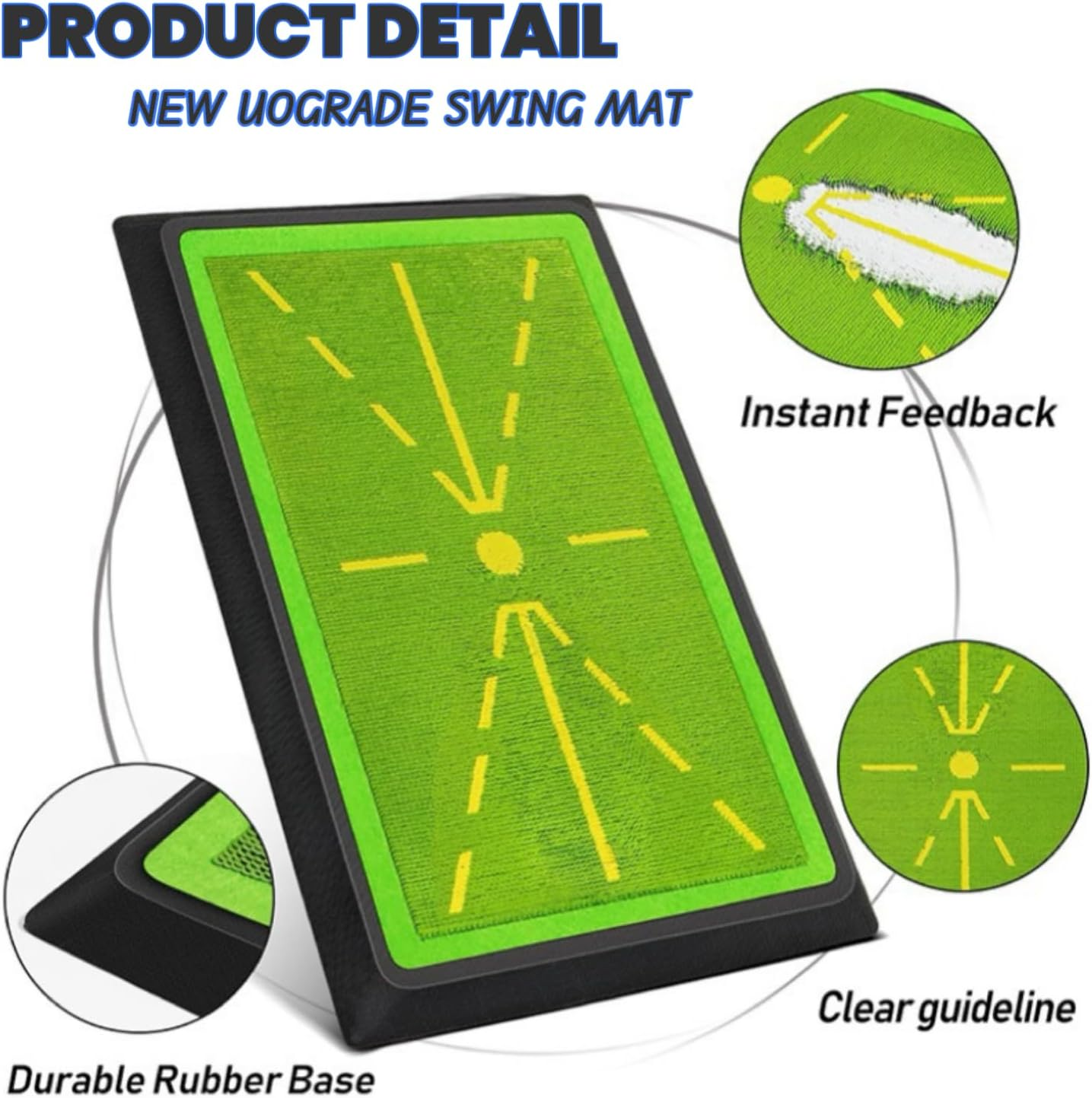 Golf Swing Correction Mat with Reflective Beads - Shows Swing Path,Easily Reset,Track & Improve Your Swing, Includes 2Golf Ball Stickers，Exercises and Provides Golf Leveling image number 2