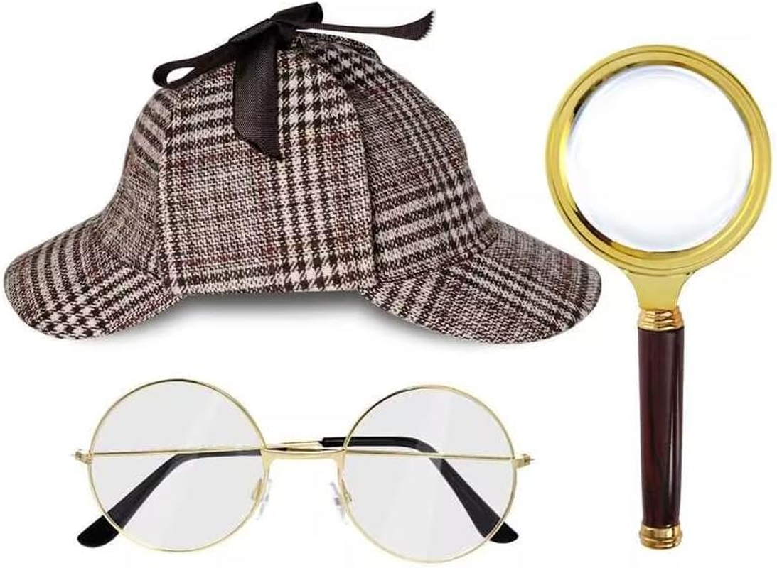 HOVEOX Detective Costume Accessories Set Detective Costume Hat Detective Dress up Costume Detective Prop Halloween Costume