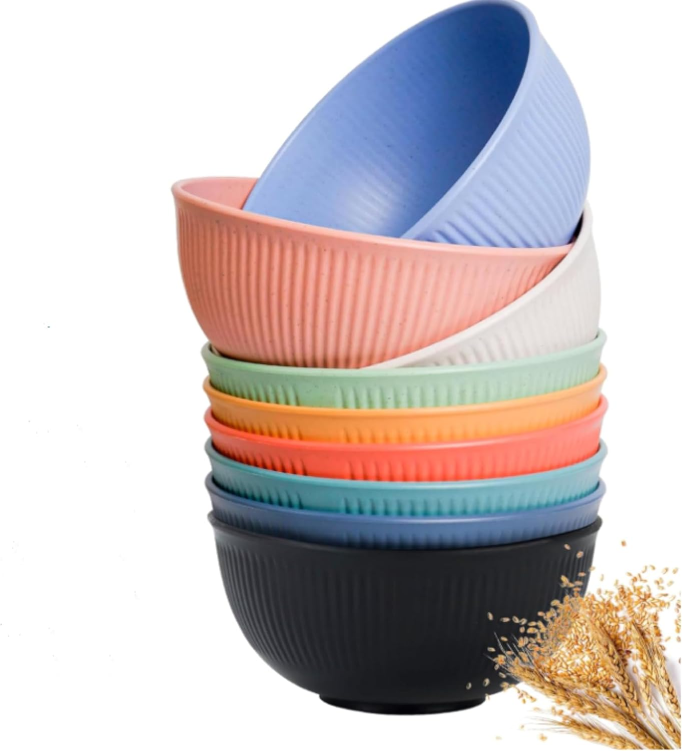 SZBOKE Cereal Bowls, 9 PCS Soup Bowls Wheat Straw Fiber Unbreakable Lightweight Bowls (9 PCS, 26 OZ) (Multicolor),Wheat Straw Bowls, Unbreakable Kids Bowls, Dishwasher & Microwave Safe Bowls image number 6