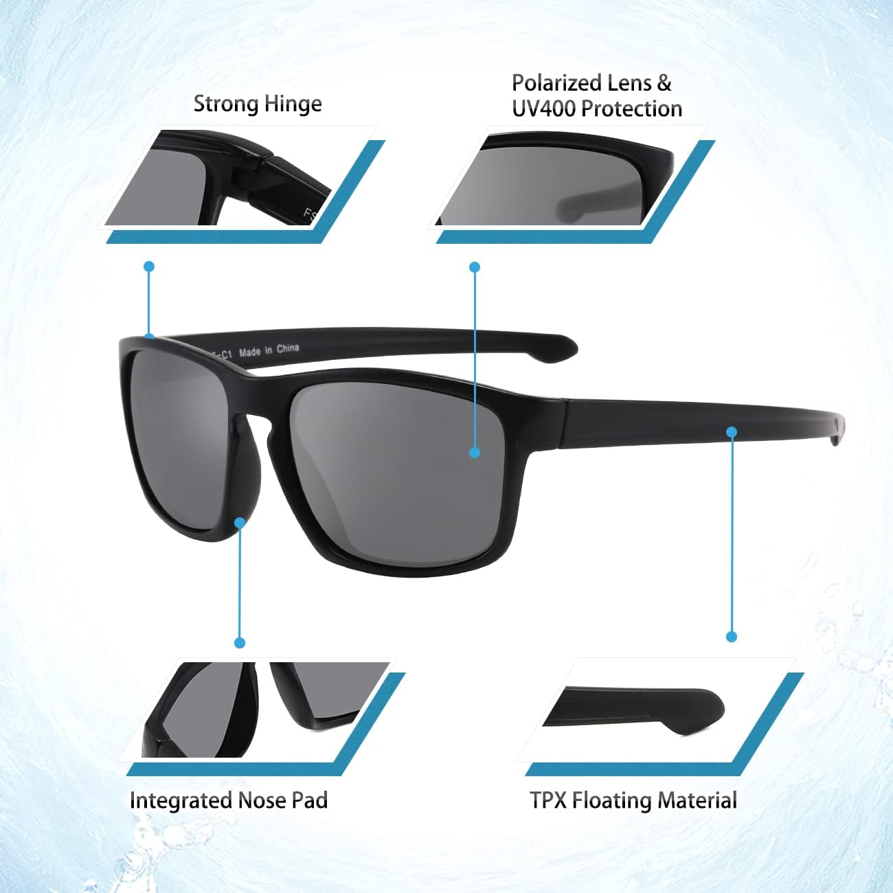 MALIDAK Floating Sunglasses, Polarized Sunglasses with UV400 Protection Lenses, TPX Floating Sunglasses for Water Activities