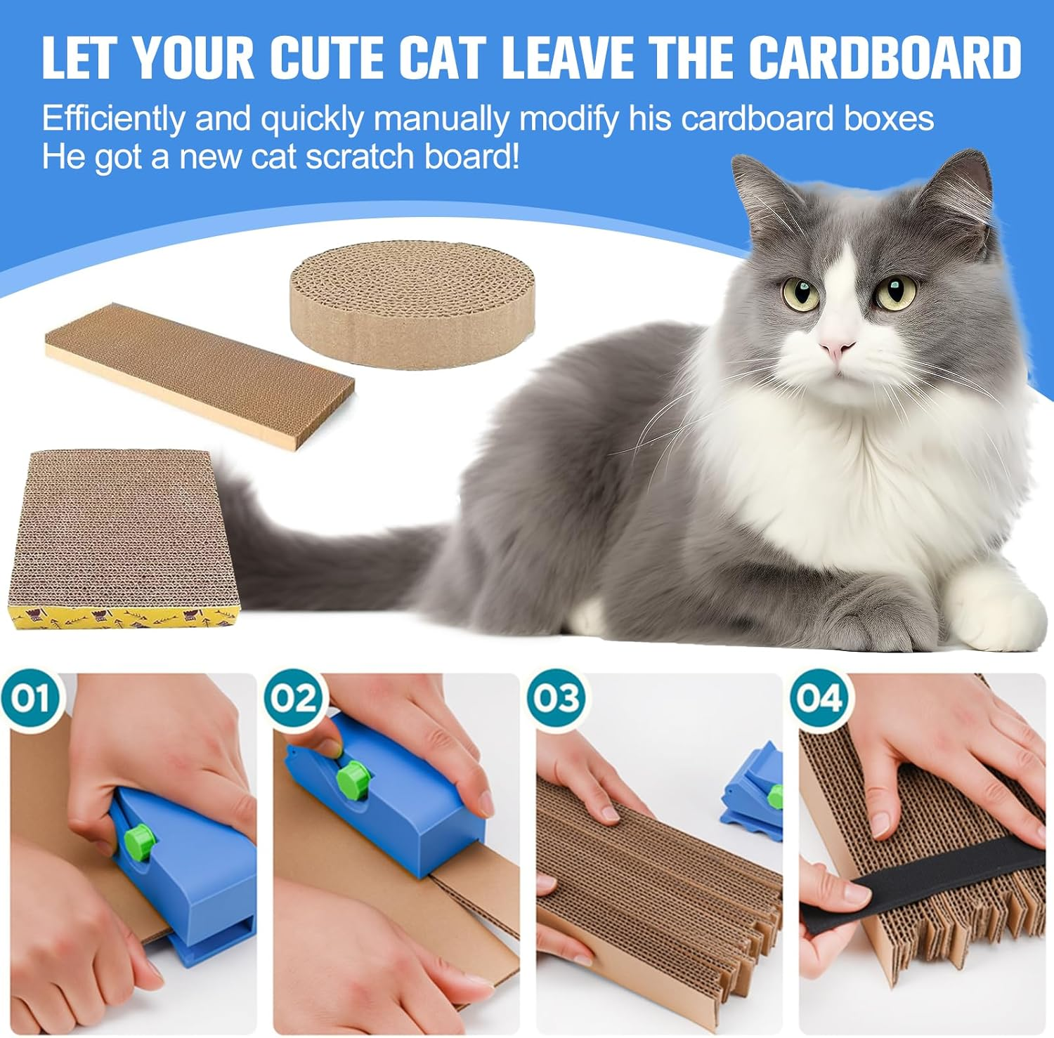 Cutter for Cat Scratchers Handheld with Blades, DIY Cat Scratching Cardboard Recycling Cutting Tool for Cat Lovers image number 1