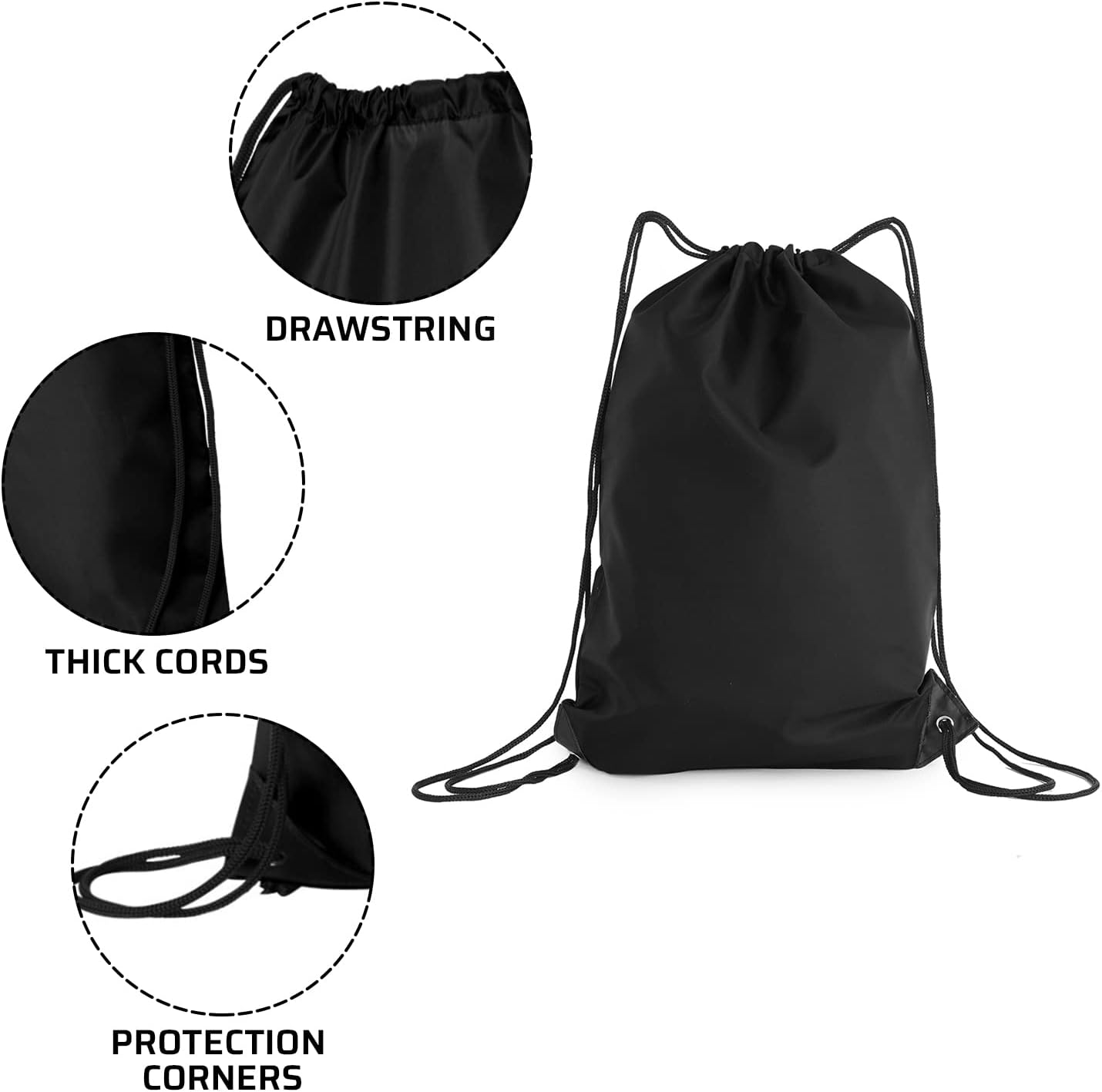 Adam & Eesa&reg; Unisex Drawstring Gym Bags - Personalised Waterproof Sack with Carry Handles for Mens & Womens - Kids PE Swimming School Bag - Ideal for Beach, Holidays, Shopping, Yoga (7.5L Capacity) - Black image number 6