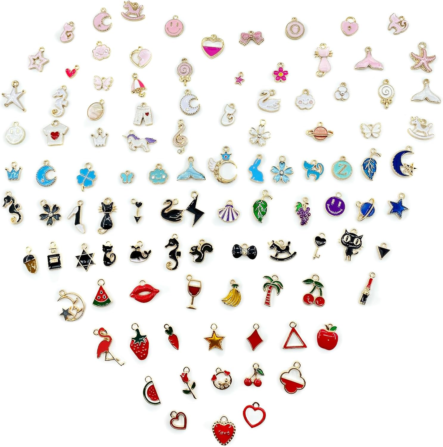 100Pcs Charms, Charms for Jewelry Making, Assorted Wholesale Mixed Color, for DIY Necklace Bracelet Jewelry Making and Crafting image number 4