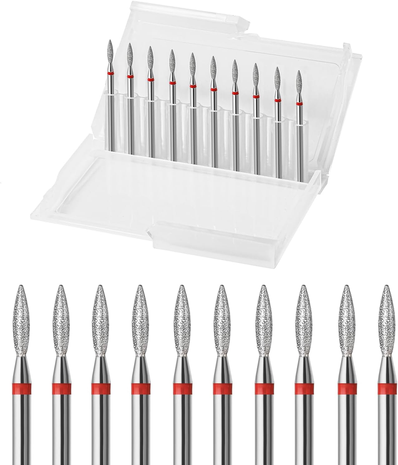 ERUIKA 10Pcs Diamond Flame Cuticle Drill Bits Set, Professional Cuticle Nail Drill Bits for Dead Skin Nails Dry Manicure Pedicure Shape Remove Nail Salon Tools(Fine-F) image number 5