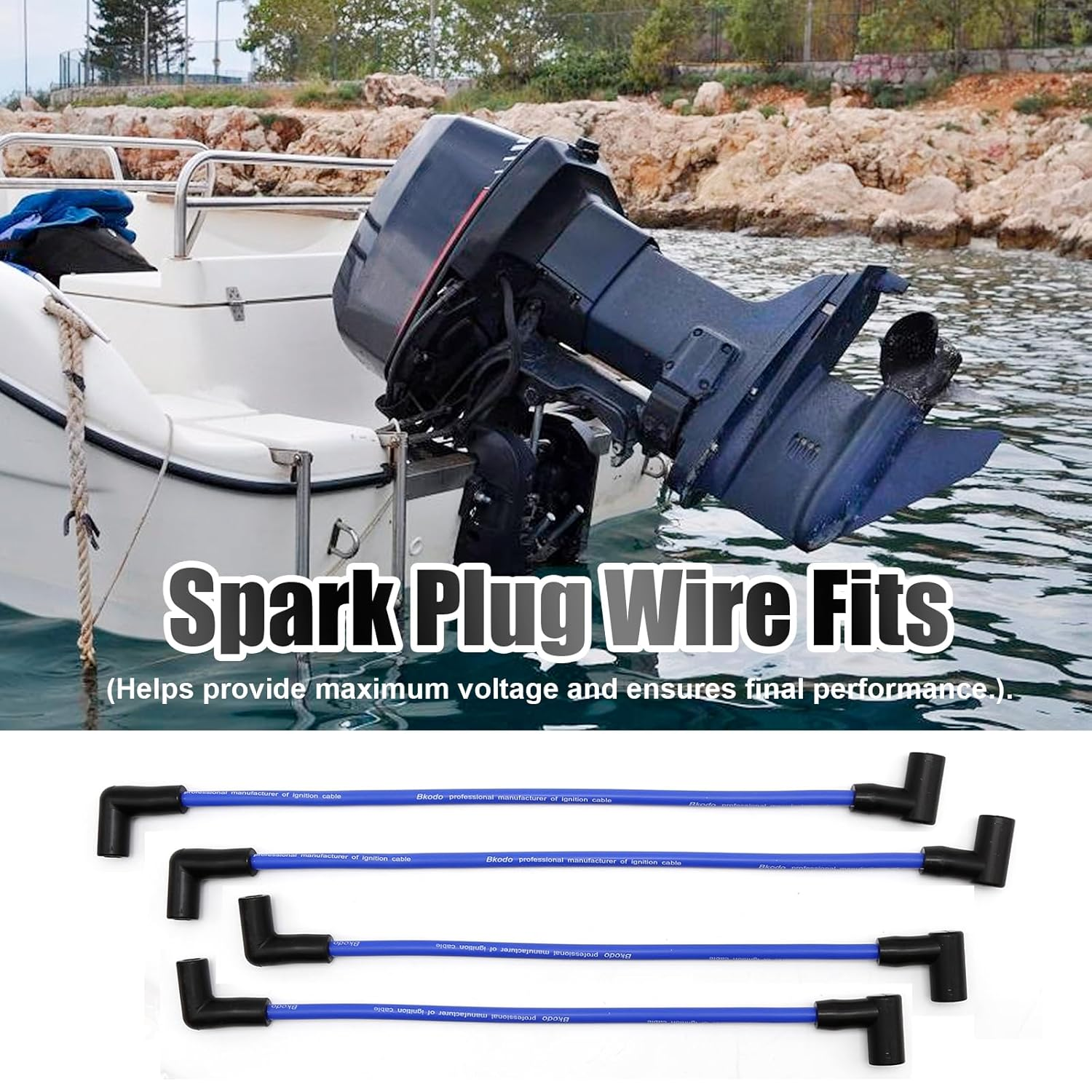 UOIENRT 584919 V4 Ignition Spark Plug Wire Set 60 Deg Replacement for Johnson Evinrude 90 100 105 115 Hp image number 3