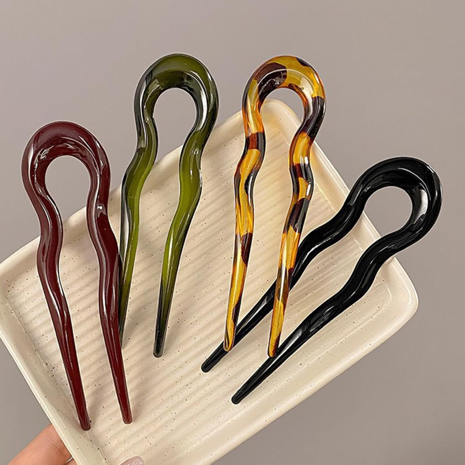 Pack of 12 U-Shaped Hair Pins, Hairstyle Chignon Pins, Vintage Hairpin Fork French, French Twist French Pin, Hairpin Stick French Style, French Hair Clips in Tortoiseshell image number 6