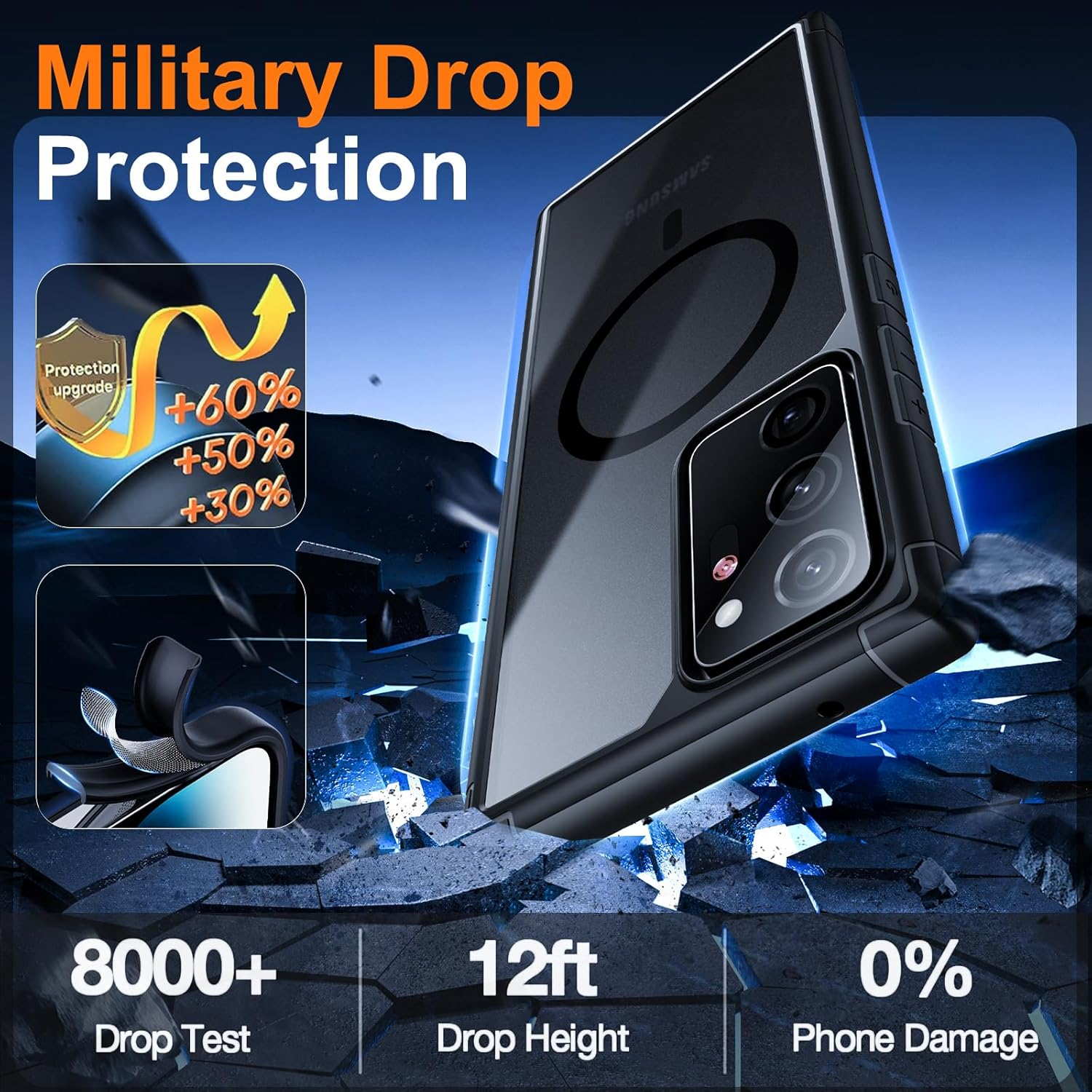 Guizzcg for Samsung Galaxy Note 20 Ultra Magnetic Case - [Compatible with Magsafe Accessory][Military Drop Protection] Soft TPU Bumper + Translucent Matte Back Cover for Note 20 Ultra, Matte Black image number 2