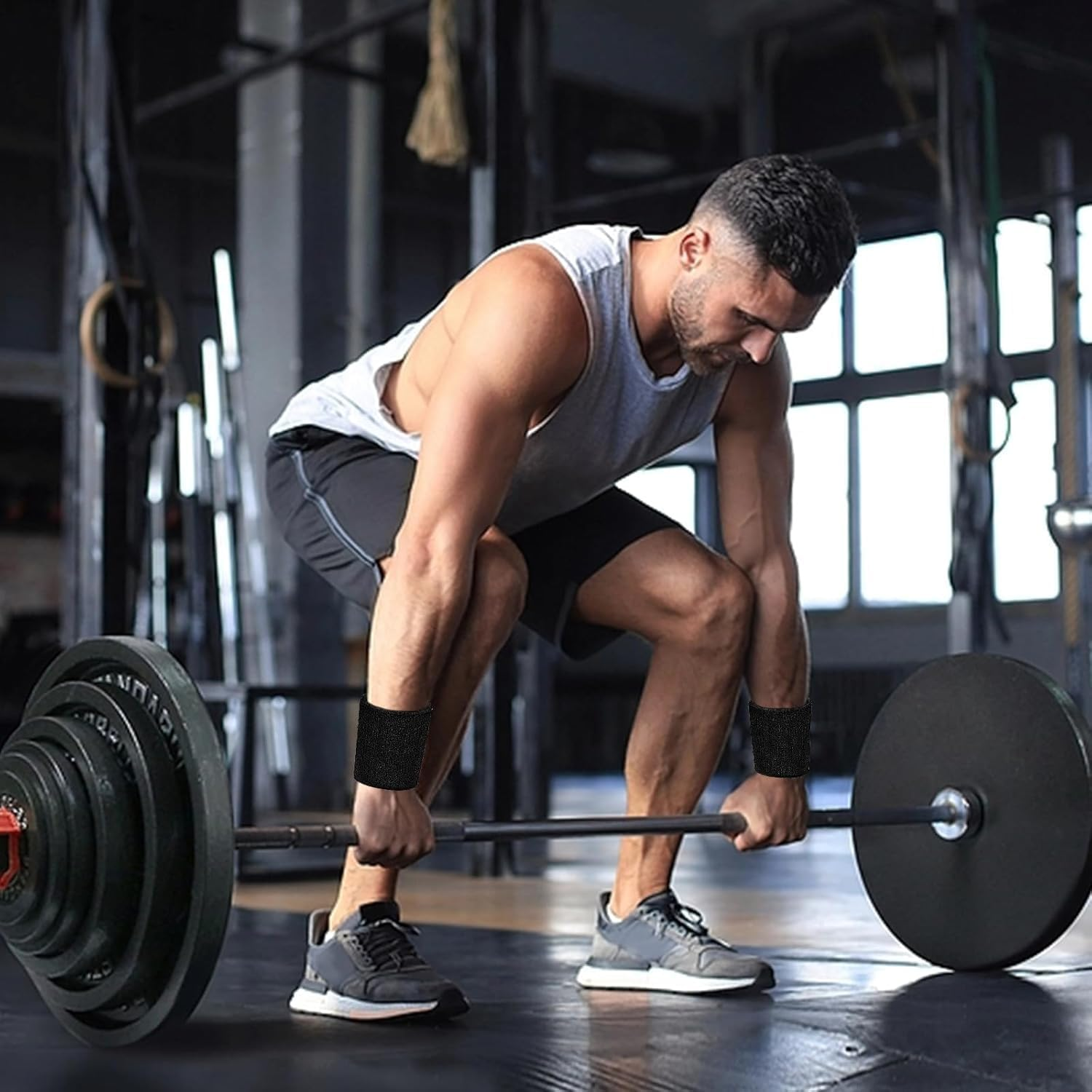 6Pairs Sports Wristbands Cotton Sweatband Wristbands Wrist Sweatband Wrist Sweat Band Elastic Wrist Sweatband - Grey image number 6