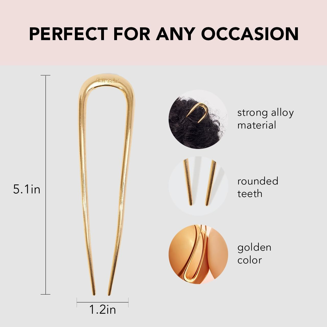 Kitsch Metal French Hair Pin for Women, Hair Fork for Buns, French Twist Pin for Easy Hairstyle, Perfect for Long and Thick Hairs - 2Pcs Gold image number 1