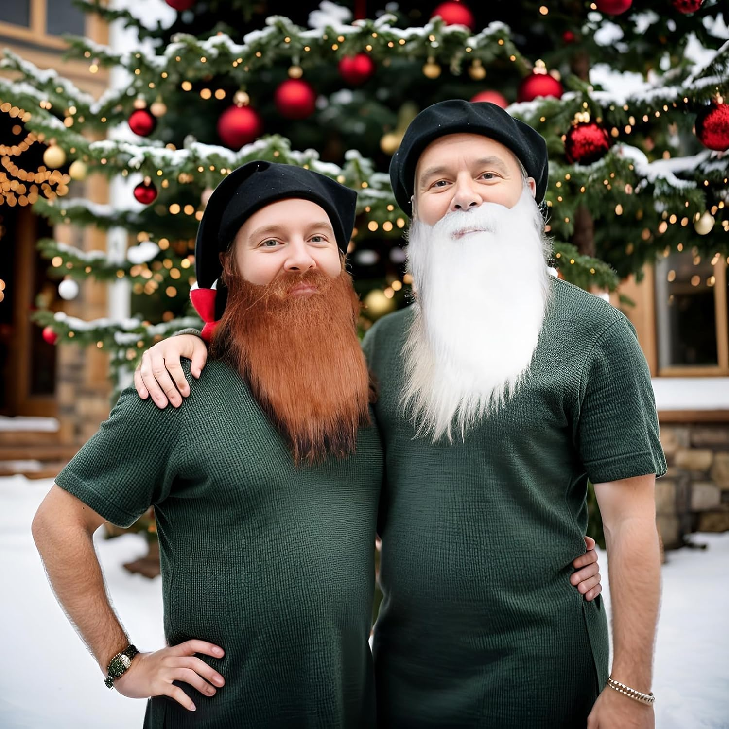 4 Pcs Fake Beard for Costumes, Fake Mustache Wizard Beard for Cosplay, Costume Beards for Adults and Kids (Black Brown Gray White image number 6