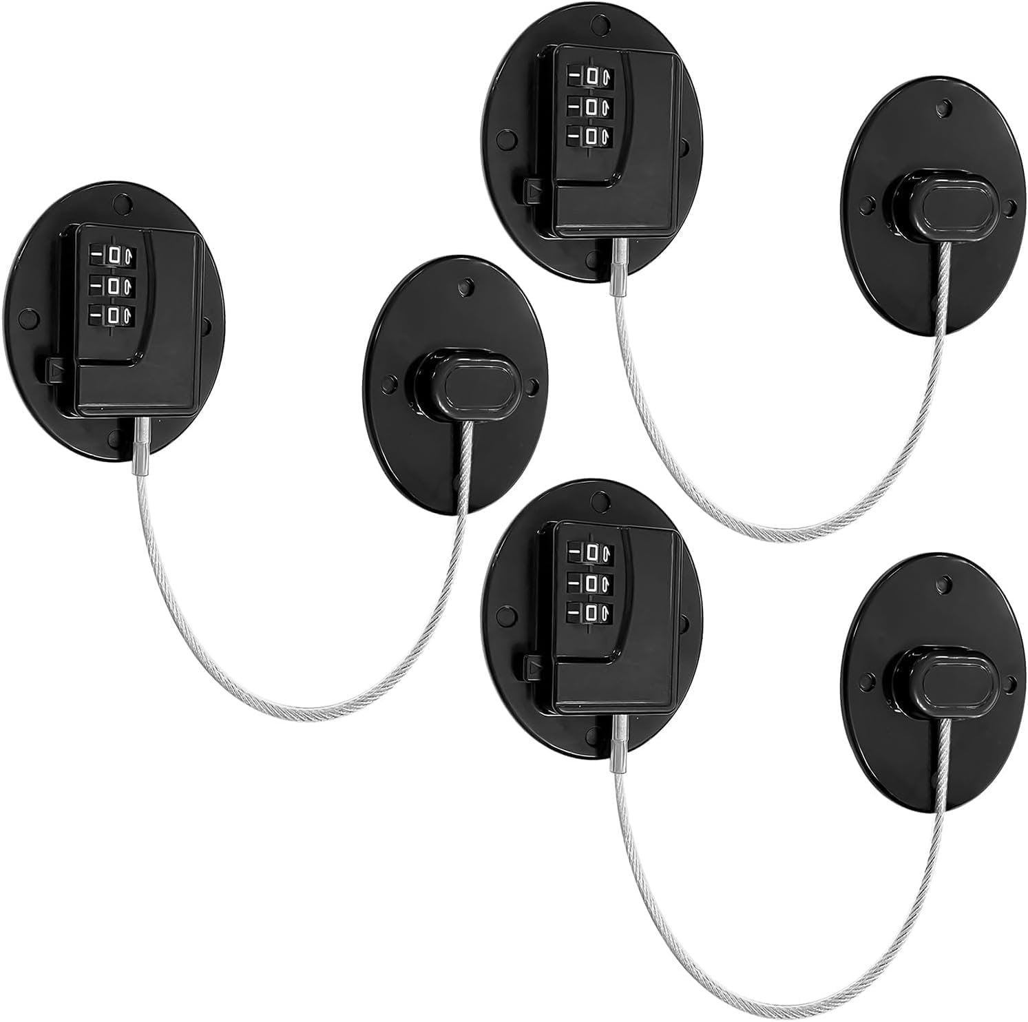 3Pcs Child Safety Fridge Locks with 3-Digit Code, Secure Cabinet & Drawer Locks for Kids, Easy Install Combination Locks for Refrigerator, Cupboard, and Home Safety (Black) image number 4