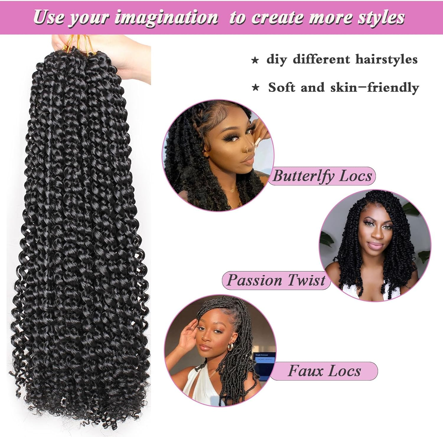 Samtress Passion Twist Hair 18 Inch Water Wave Crochet Hair 7 Packs Brown Pre Looped Passion Twists Hair for Spring Twists、Butterfly Locs Crochet Braids Hair Extensions for Women (#30) image number 3