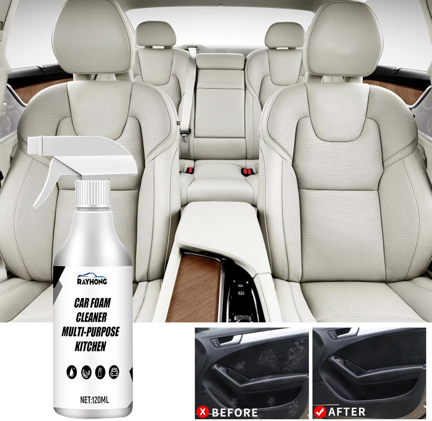 Tootoo Car Foam Cleaner, Special Cleaning Agent for Seat Cleaning, Maintenance (3) image number 1