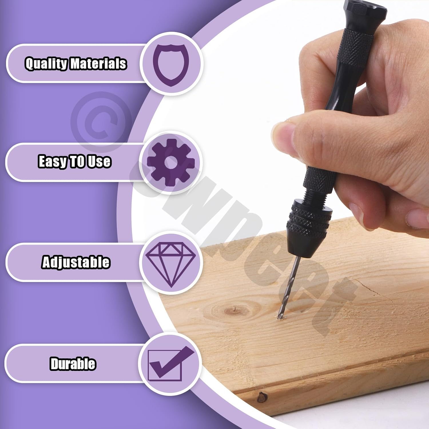 Swpeet 36 Pieces Hand Drill Bits Set Include Pin Vise Hand Drill, 25 Pieces Twist Drills and 10 Pieces Mini Drills Assortment Kit, PCB Woodworking Hand Mini Drill for Resin (0.3-1.2Mm Color Bits) image number 4