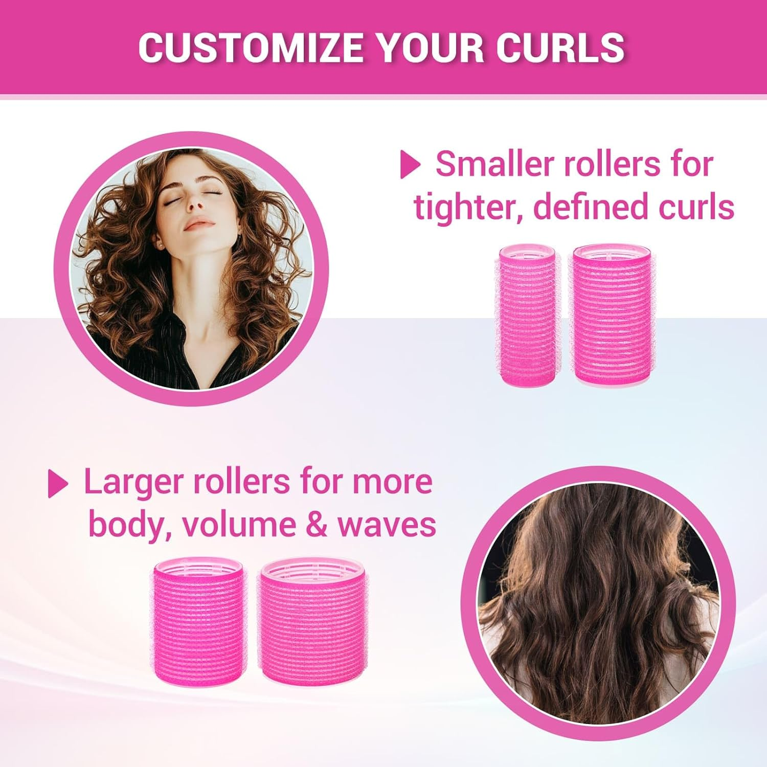 Rollers Hair Curlers 49 Pcs Set with 24Pcs Self Grip Hair Rollers 4 Sizes and 24 Pcs Hair Clips for Blowout Look Long Medium Short Thick Hair Volume image number 3