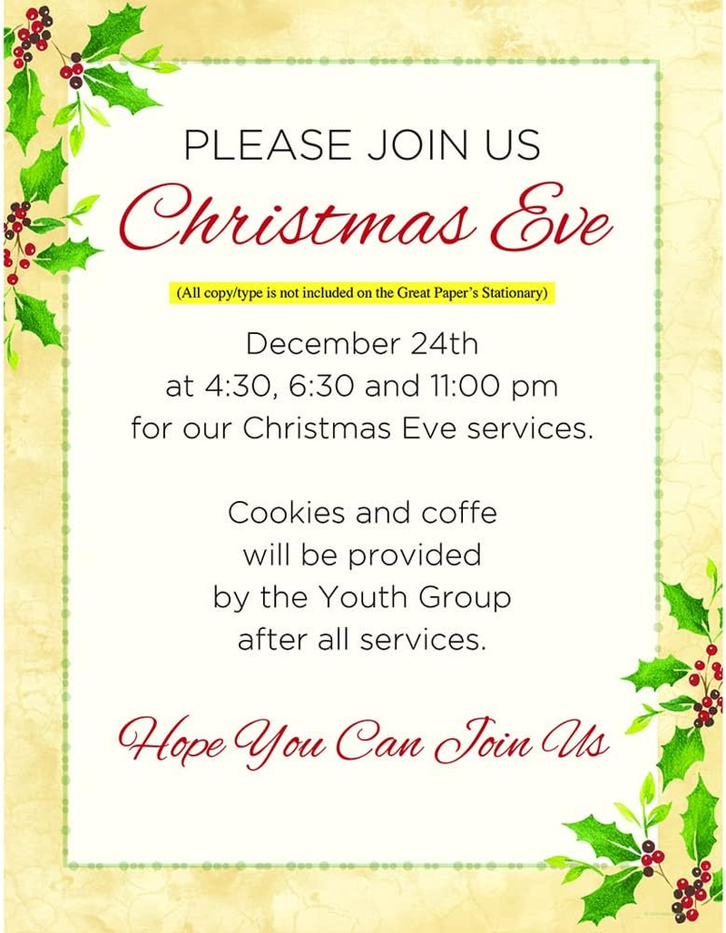 Great Papers! Falling Holly Imprintable Stationery, 8.5" X 11", Pack of 80 (2015049) image number 2