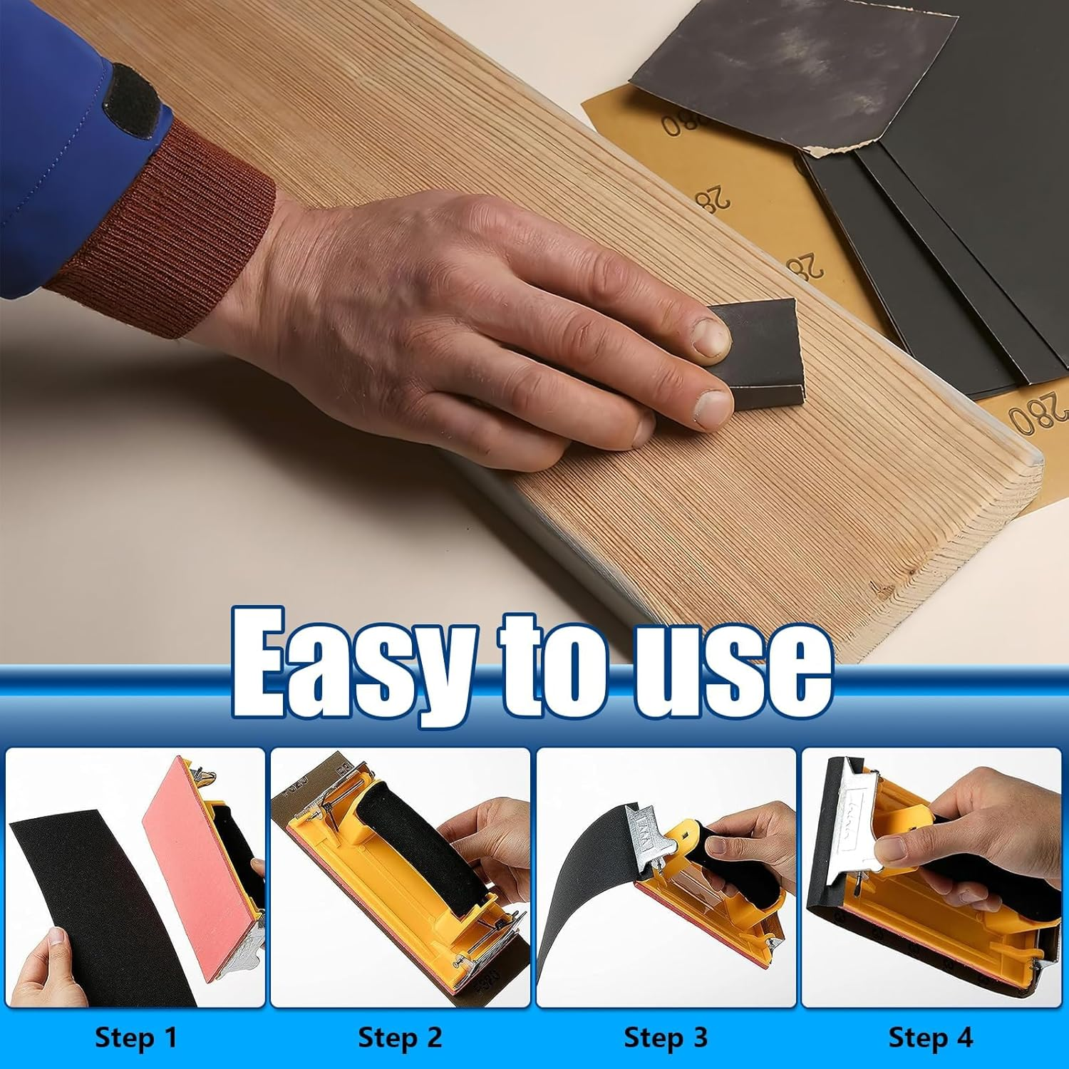 Sand Paper, Sandpaper Sheets 120/150/180/240/320/400/600/800/1000/1500/2500/3000Grit, 12Pcs Wet Sandpaper for Wood, Metal and Car Polishing (23 X 9Cm/9 X 3.6Inch) image number 3