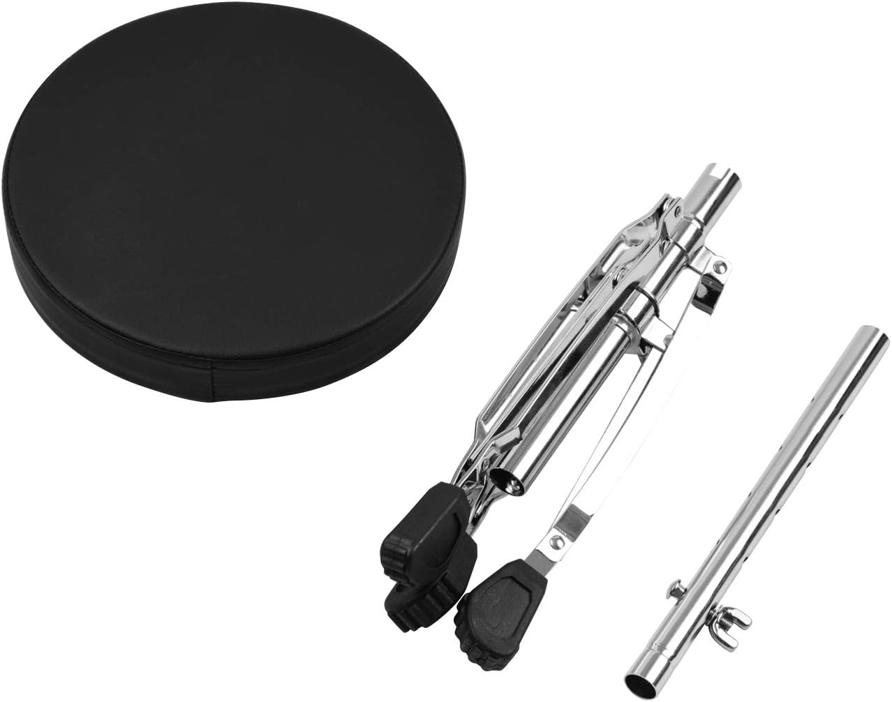 ACAGALA Universal Drum Throne round Padded Drum Seat Stool Double-Braced Stainless Steel Legs Anti-Slip 5 Levels Adajustable Height for Adult Drummers image number 1