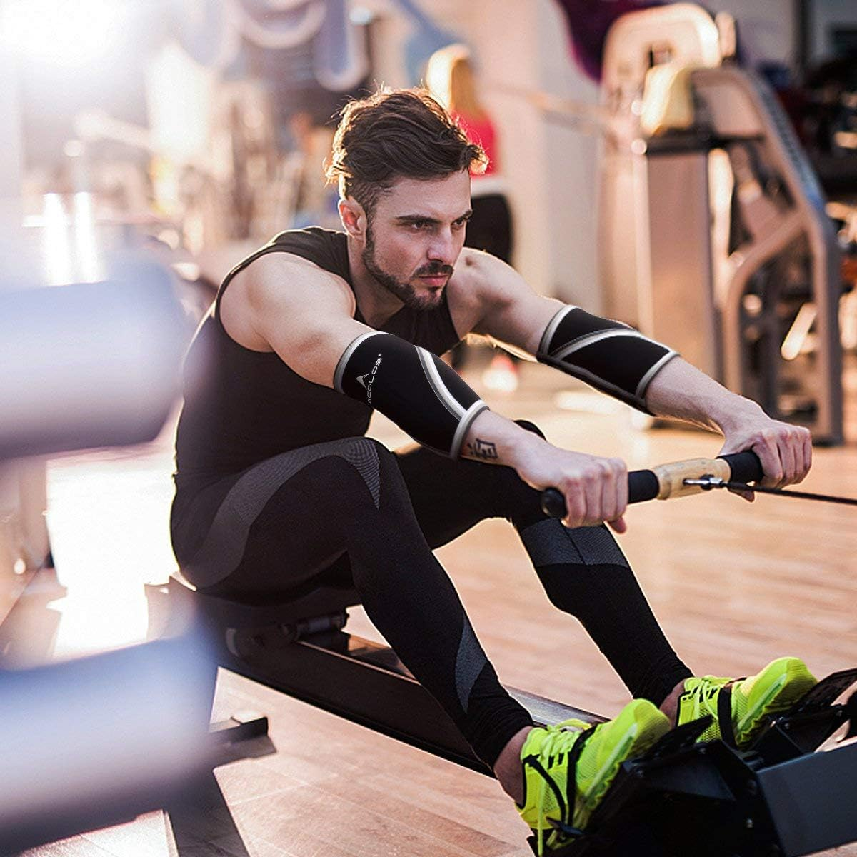 Compression Elbow Sleeves(Pair), 5Mm Neoprene,Perfect Support for Crossfit,Weightlifting,Powerlifting,Tennis, Golf & Basketball (Medium, Black) image number 5