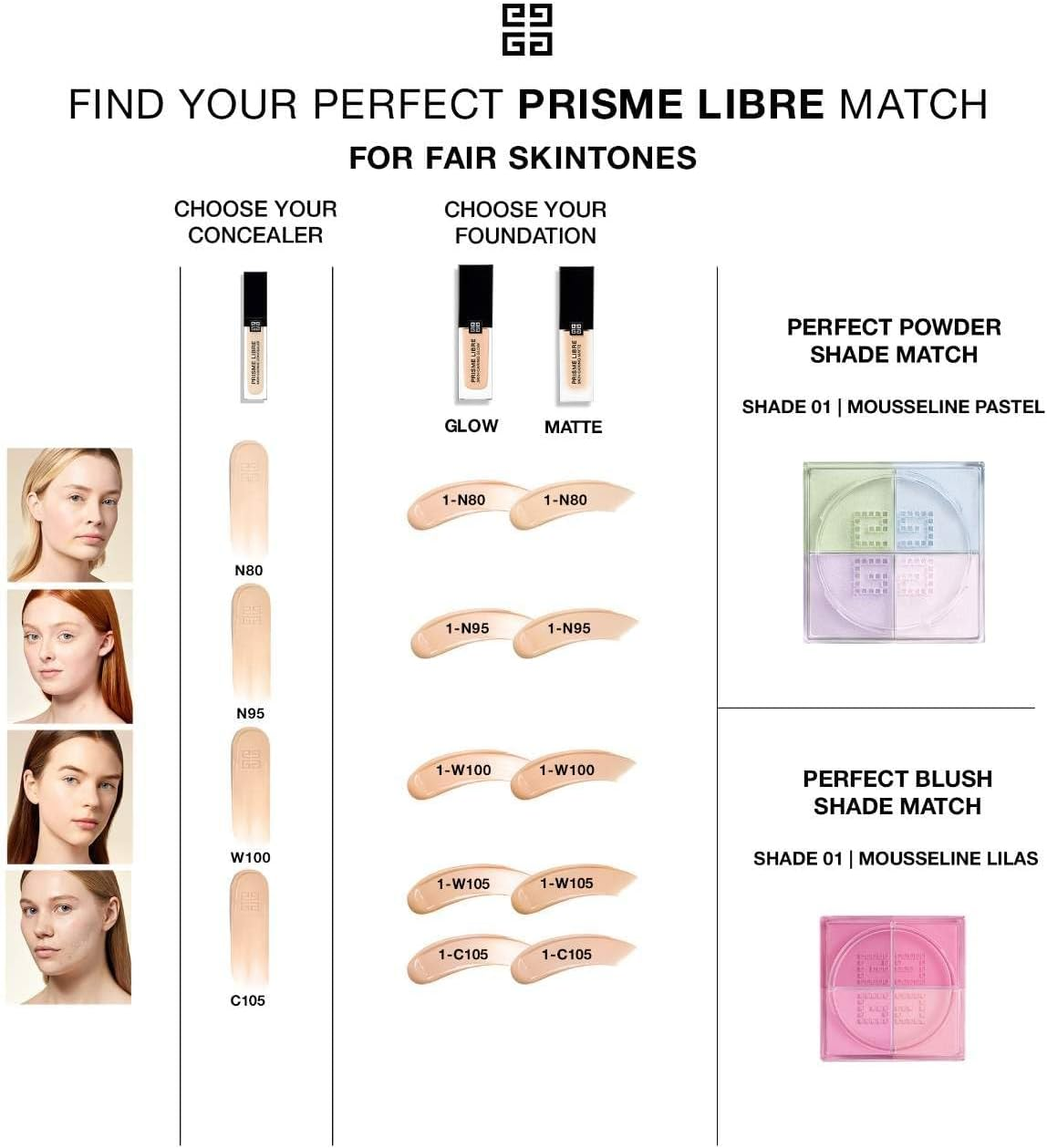 Prisme Libre Skin-Caring Matte Foundation - 1-W105 Fair with Warm Yellow Tones by Givenchy for Women - 1 Oz Foundation image number 2
