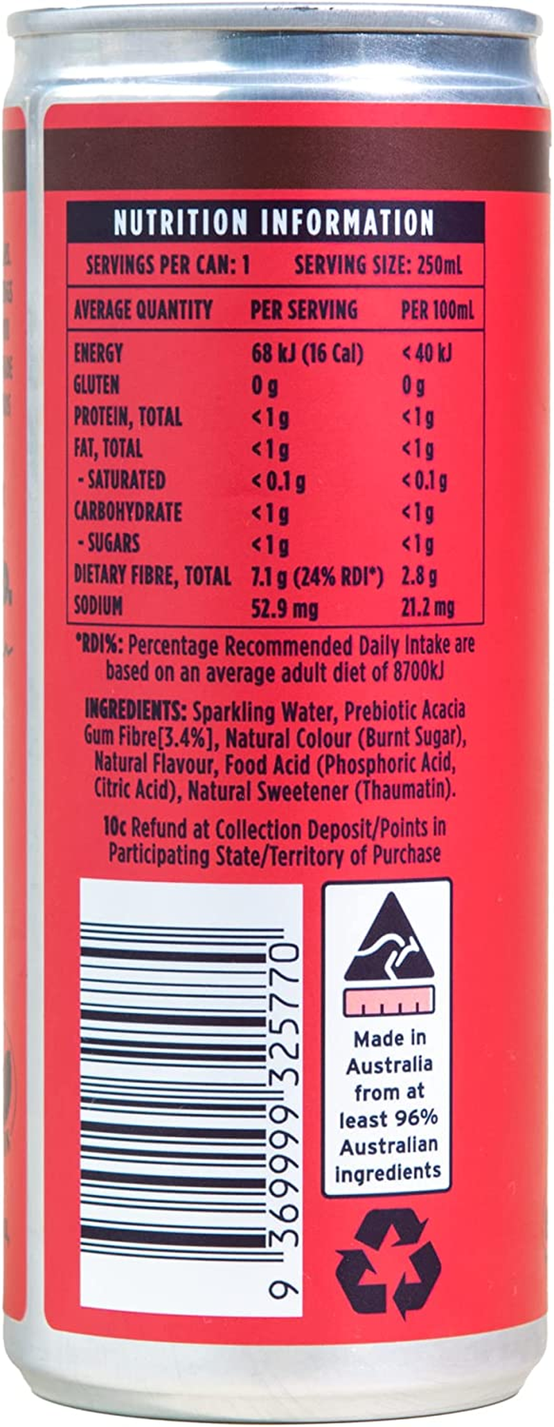 SORTED. Cola Prebiotic Soft Drink | Boosts Gut Health | High-Fibre, 99.9% Sugar-Free, Low Carb, Low Calories | 12X250Ml Cans image number 1