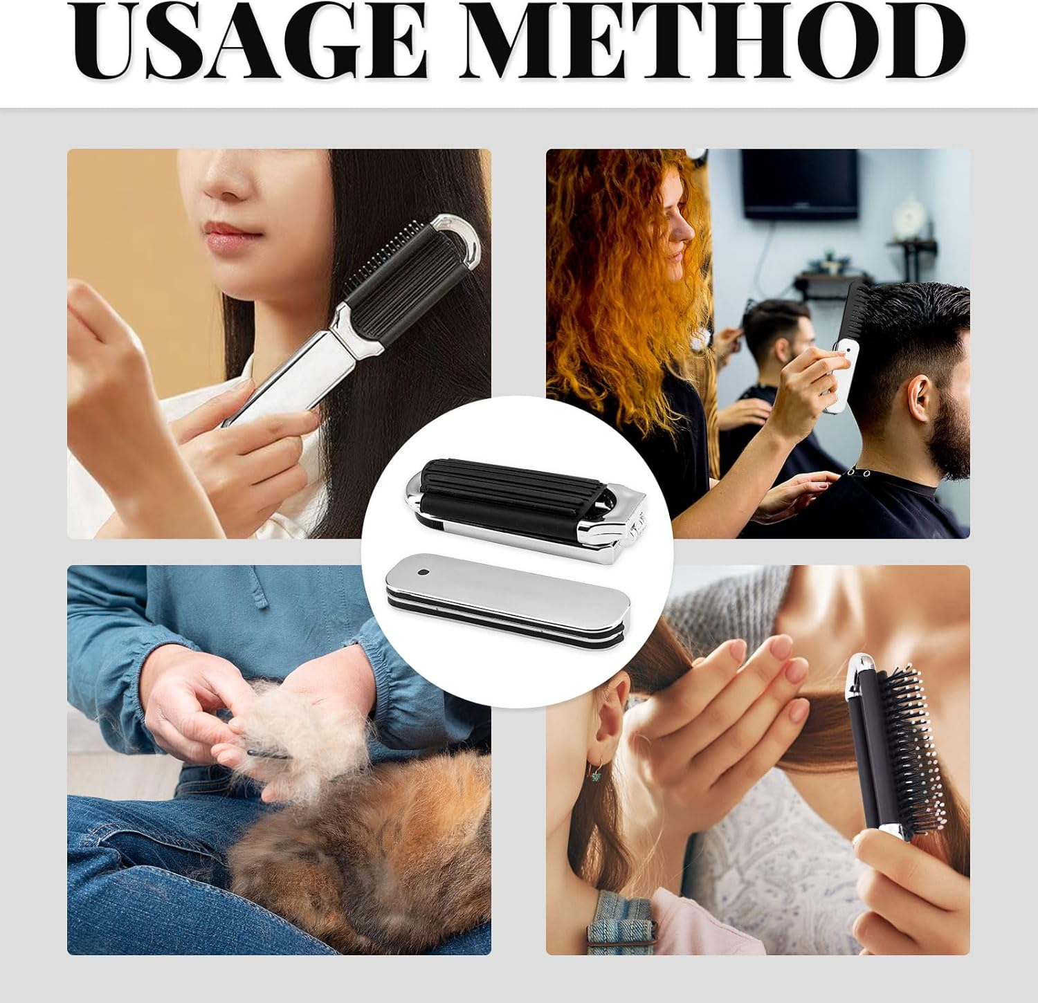 2 Pack Travel Folding Comb and Hair Brush with Mirror, 2 in 1 Wide + Fine Tooth Hair Comb, Small Foldable Pocket Comb for Men Women Hair Styling, Curls, Mustache, Beard image number 2