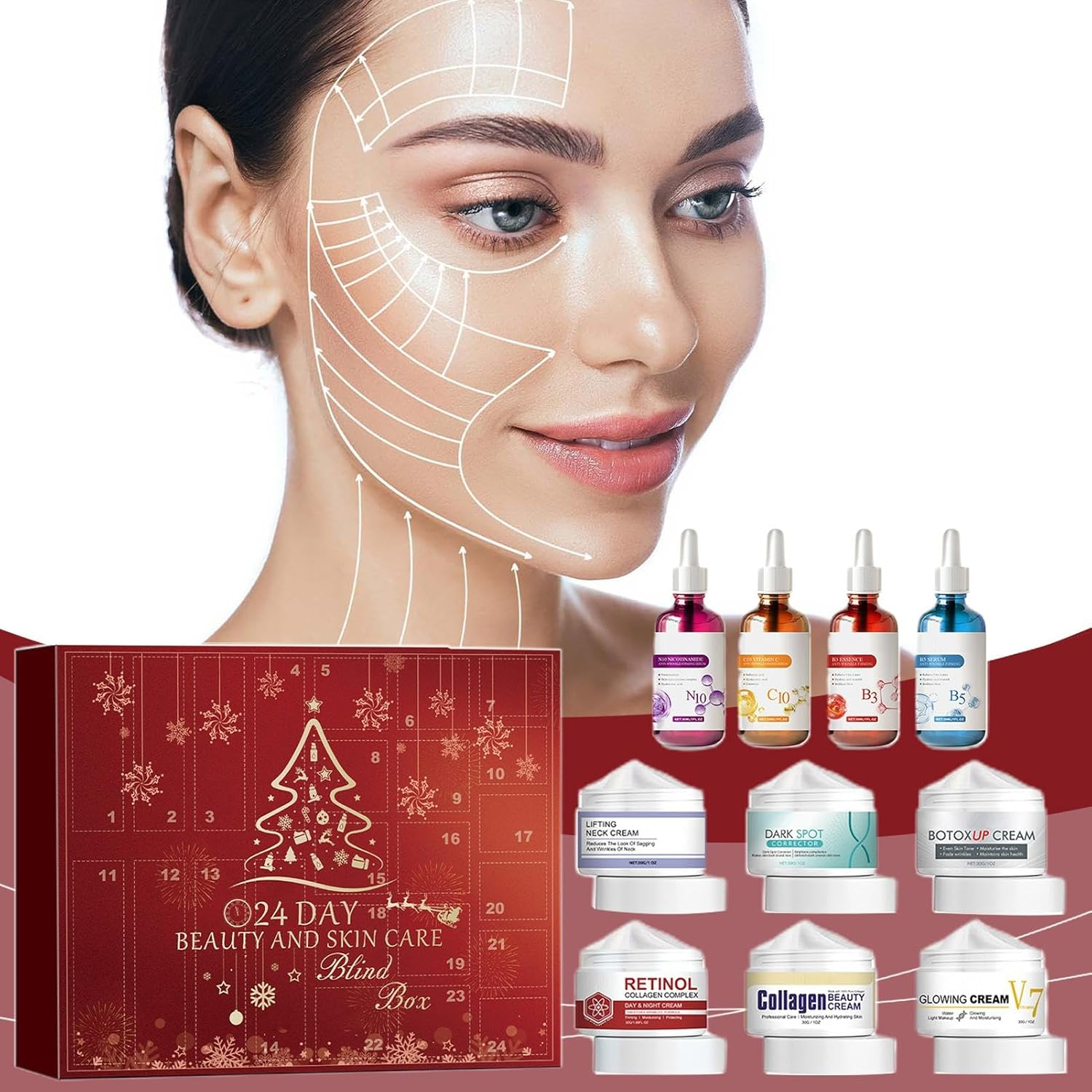 Skincare Advent Calendar - Beauty Advent Calendar | 2024 Beauty Advent Calendar | Christmas 24 Days Beauty Countdown Calendar - Christmas Surprise Beauty Advent Calendar Christmas Makeup Kit image number 5