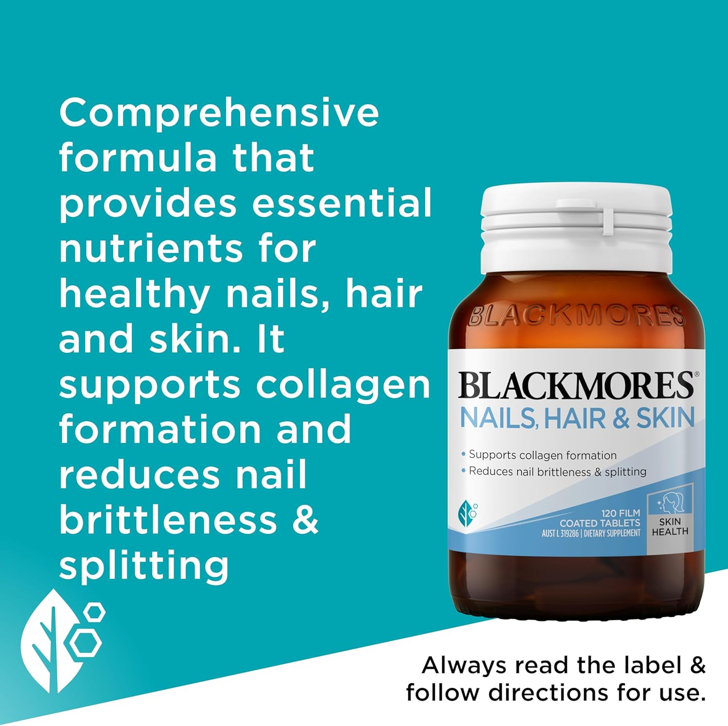 Blackmores Nails, Hair & Skin | Supports Collagen Formation | Provides Essential Nutrients for Healthy Nails, Hair and Skin |120 Tablets image number 1
