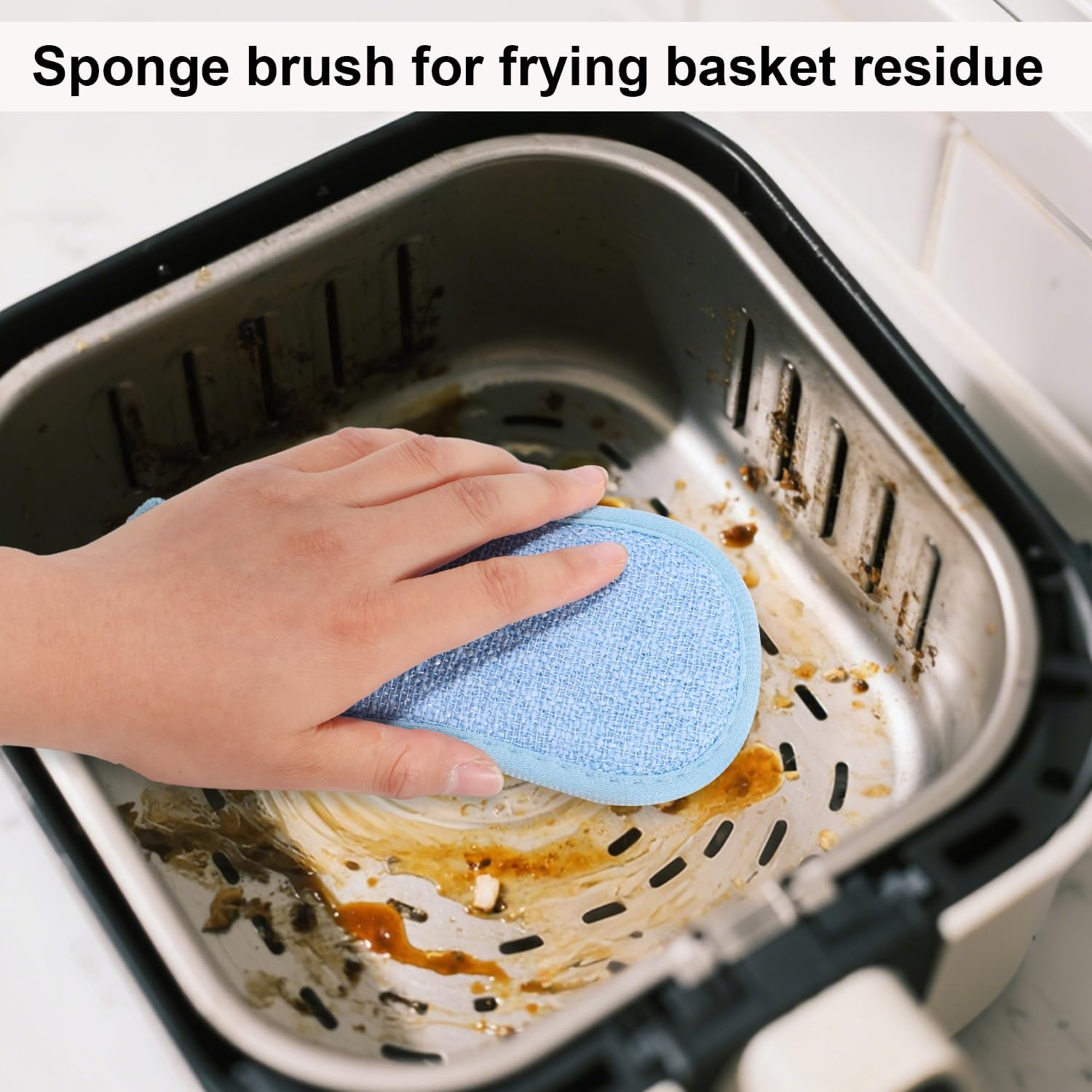 7Pcs Air Fryer Cleaning Kit, Air Fryer Cleaning Brush with 3 Style Brushes Sponge Towel Kitchen Clean Accessories for Stubborn Grease & Food Residue Removal image number 2