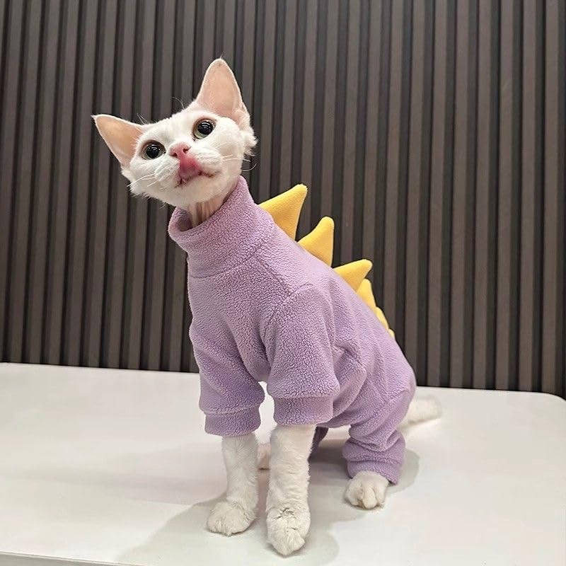 Four Leg Cat Clothes Pjamas Warm Jumpsuit Elastic Pet Clothes for Cat Suit Clothes (Purple, XS) image number 1