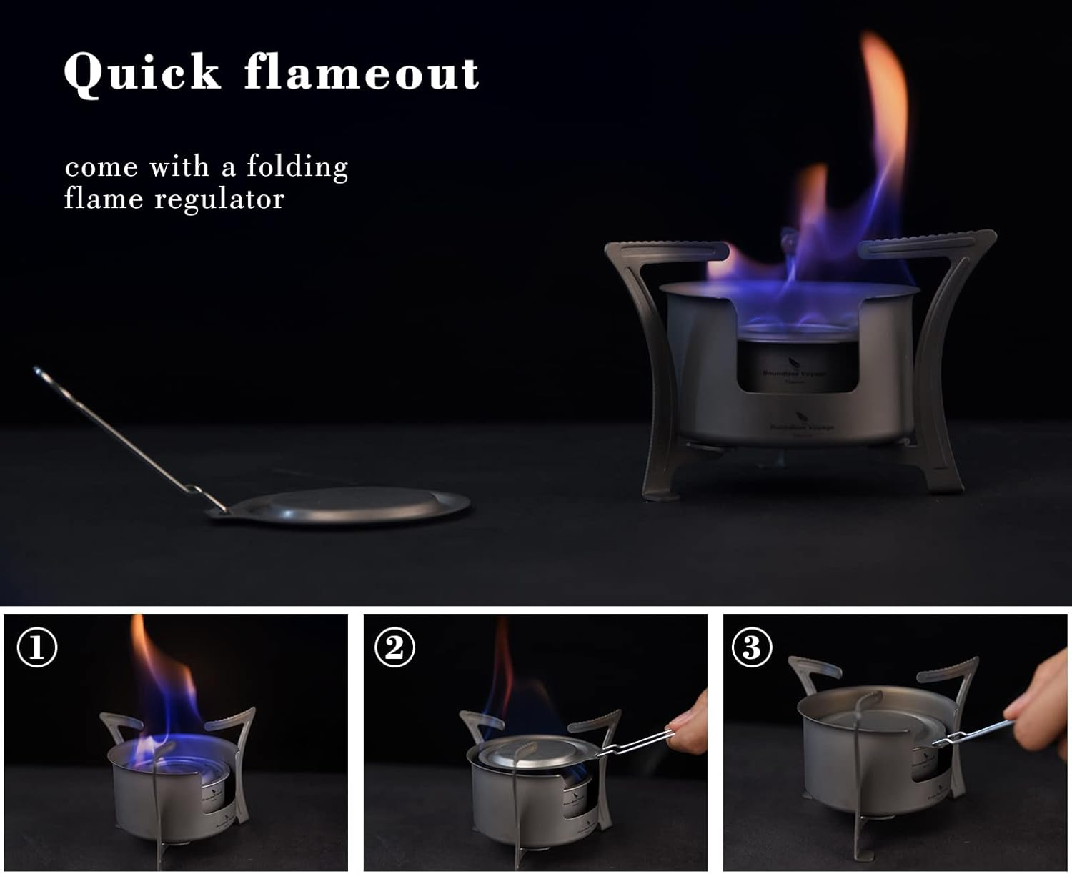 Boundless Voyage Titanium Alcohol Stove Spirit Burner with Fire Cover Outdoor Wood Stove with Stands Brackets Camping Multi-Fuels Ultralight Backpacking Stove ((Stove + Bracket)) image number 3