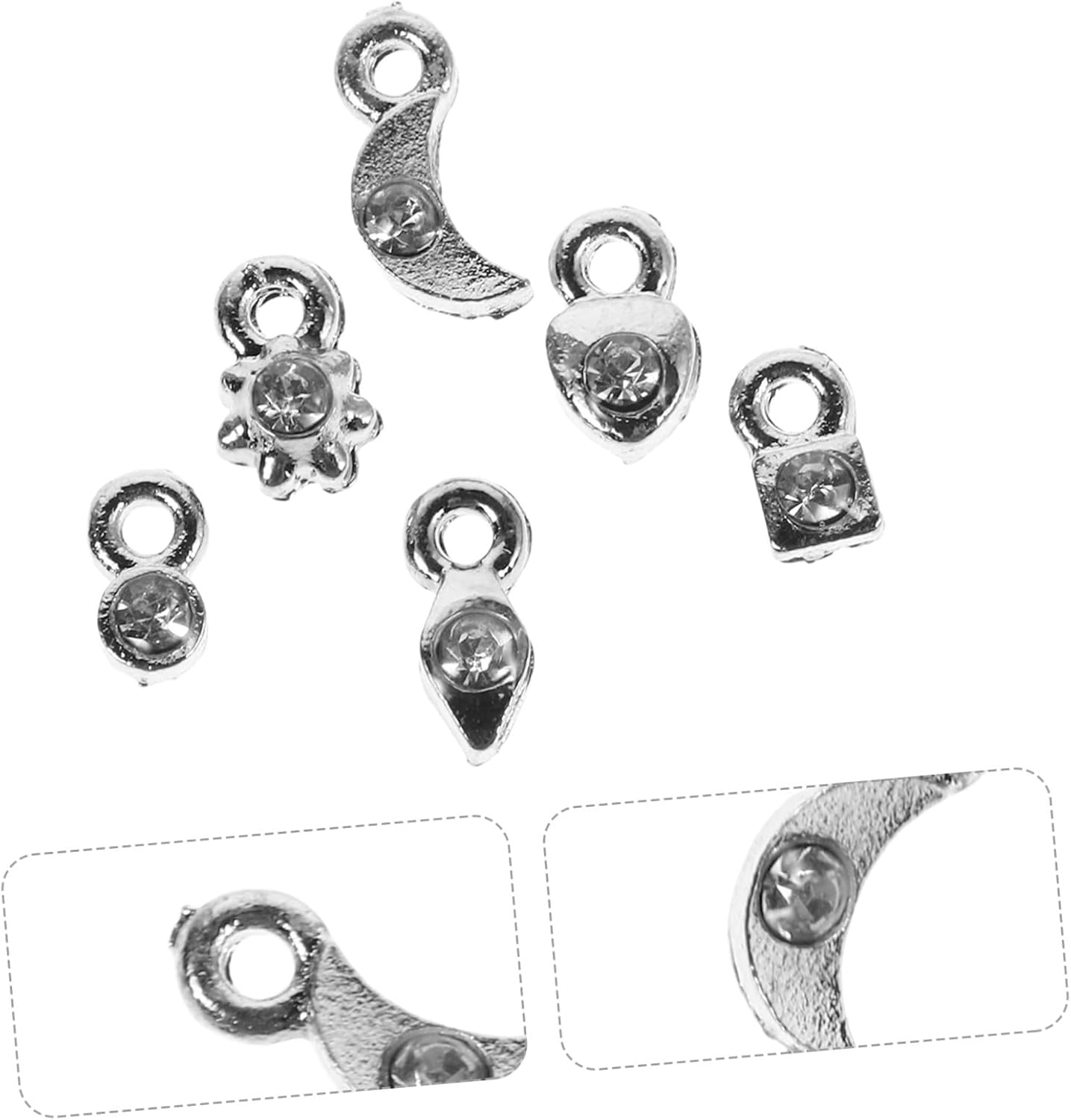 GRADENEVE 2 Sets Silver Manicure Charms Nail Art Accessories DIY Decoration for Home Salon Use Versatile Nail Supplies image number 5