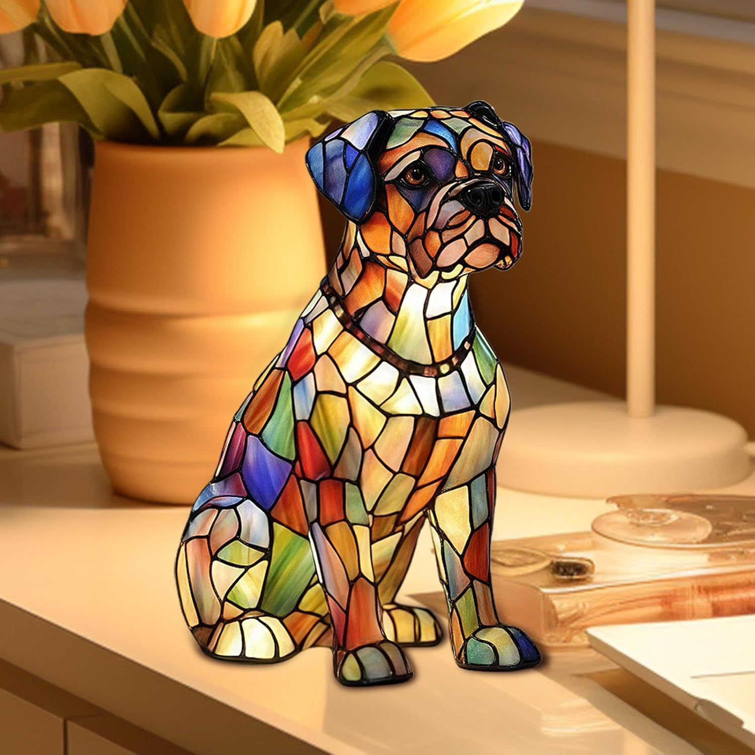 LED Table Light, Night Light Resin Themed Dogs for Bedside, Rechargeable LED Atmosphere Lamp for Bedside Table in Bedroom and Children'S Room image number 1