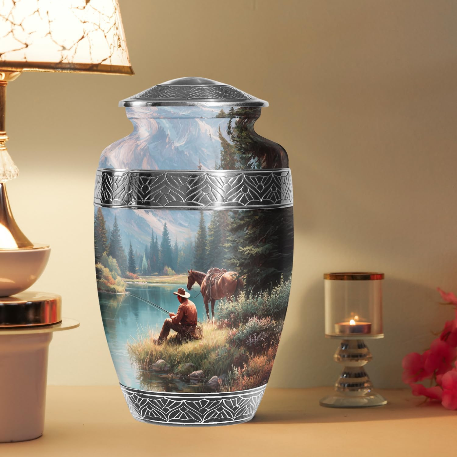 Cowboys Urns for Human Ashes Adult Female and Male, Decorative Cremation Urns for Human Ashes, (Classic Large, 10 Inch) image number 3