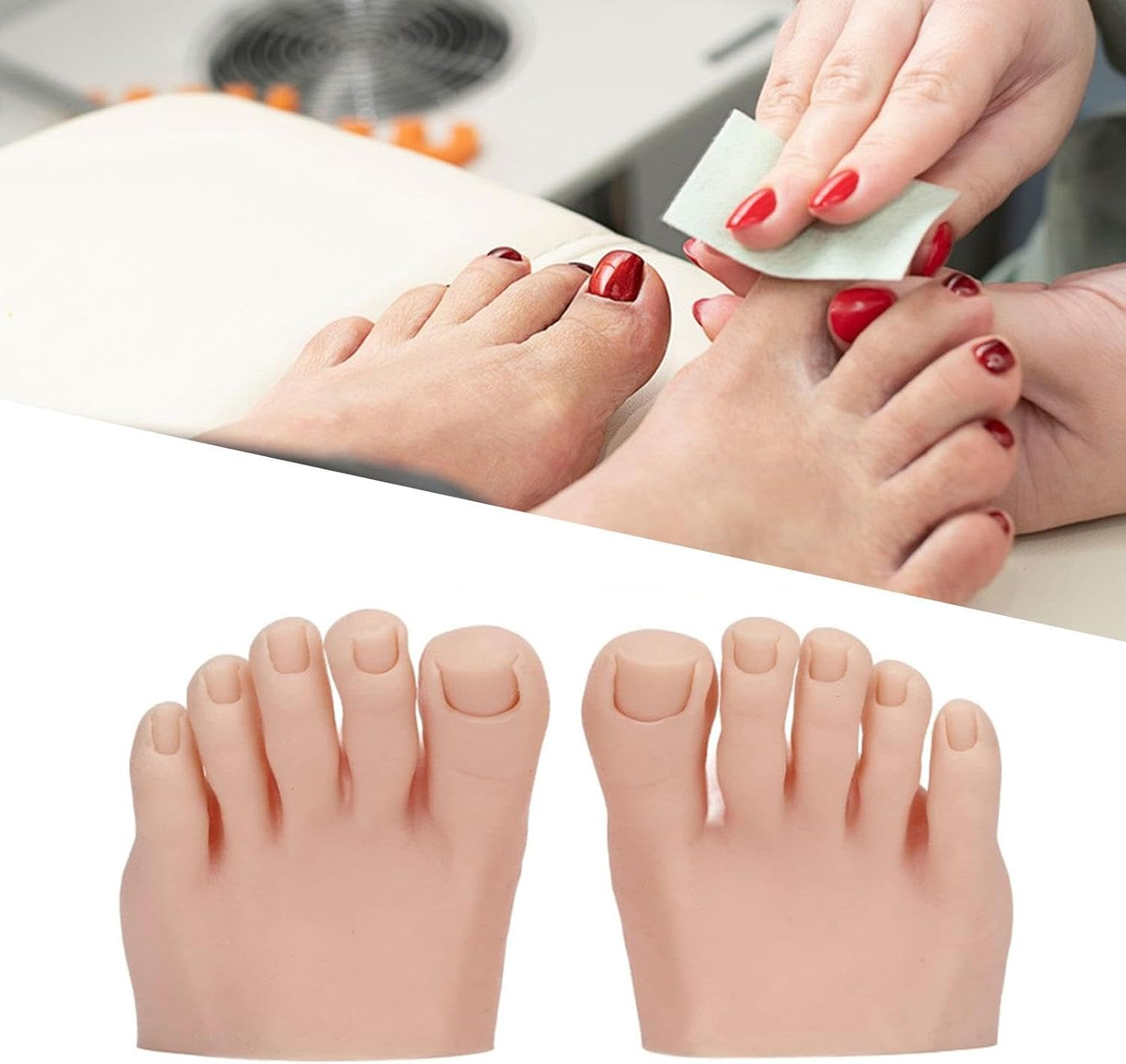 Koolsoo Practice Fake Foot Model, Nail Mannequin Movable Art Training Half Foot Display Professional Soft Silicone for Nails Tips, Skin Color - Dark Skin Color image number 3