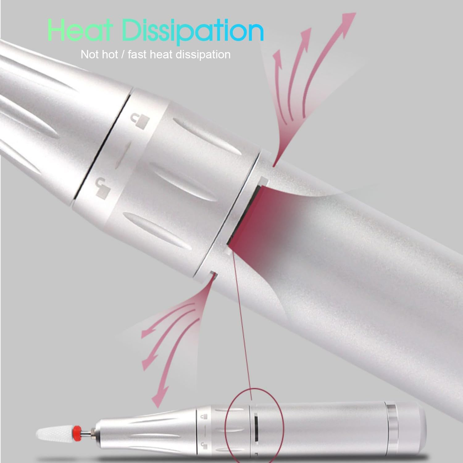 Tootoo 35000RPM Portable Nail Drill Machine Rechargeable E File Fits Manicure Pedicure (Silver) image number 4