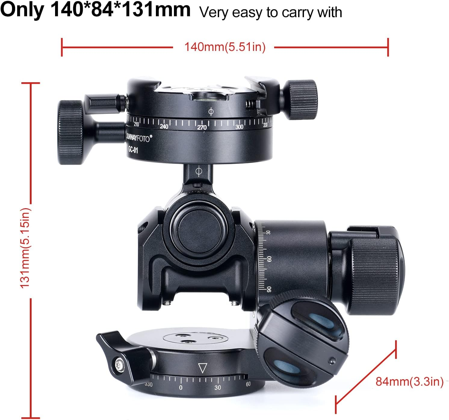 Sunwayfoto GH-PROII+ Geared Head 3D Independent Adjustment Comes with Geared Panning Clamp GC-01 image number 3
