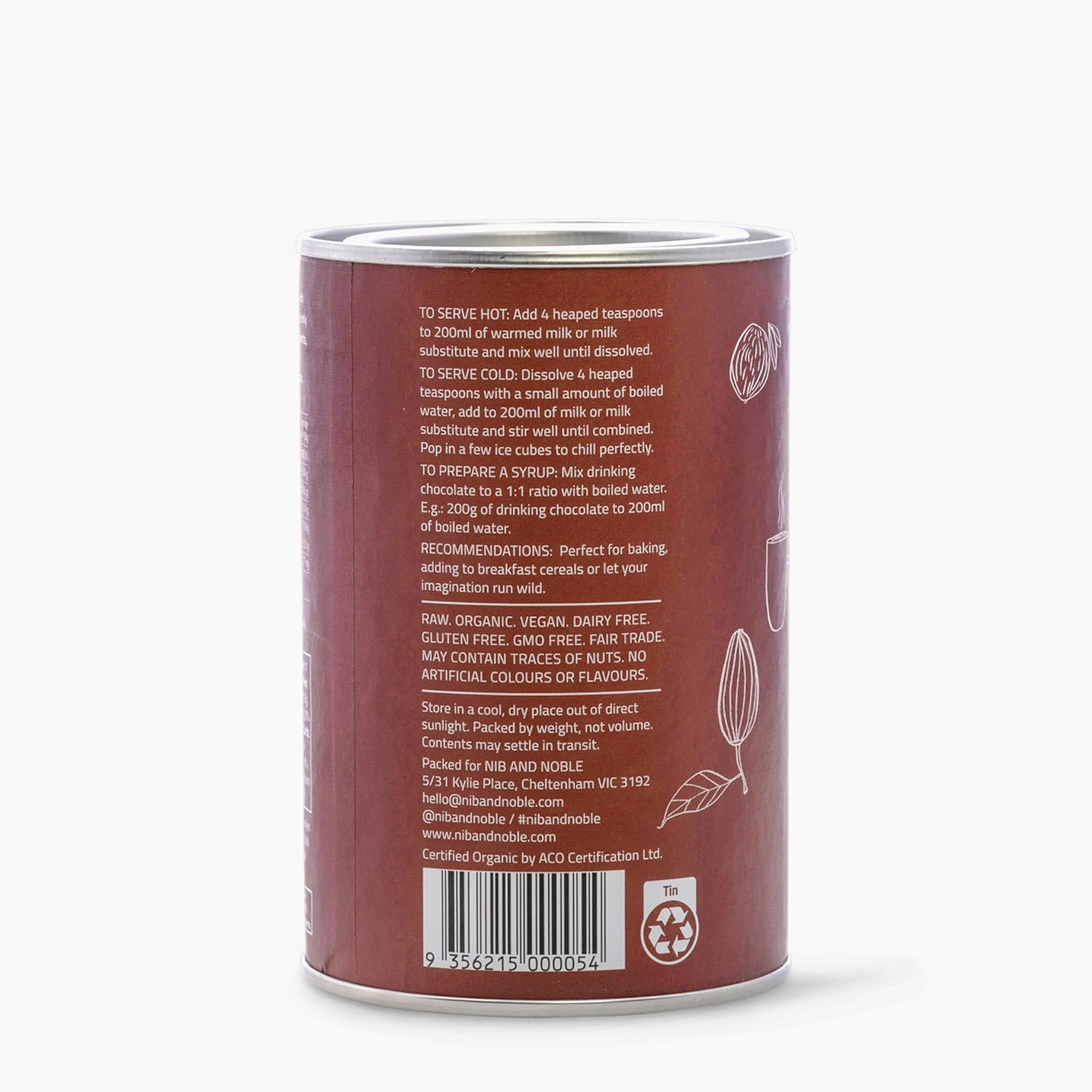 Nib and Noble Organic Drinking Chocolate - 65% Dark, 200 G image number 1