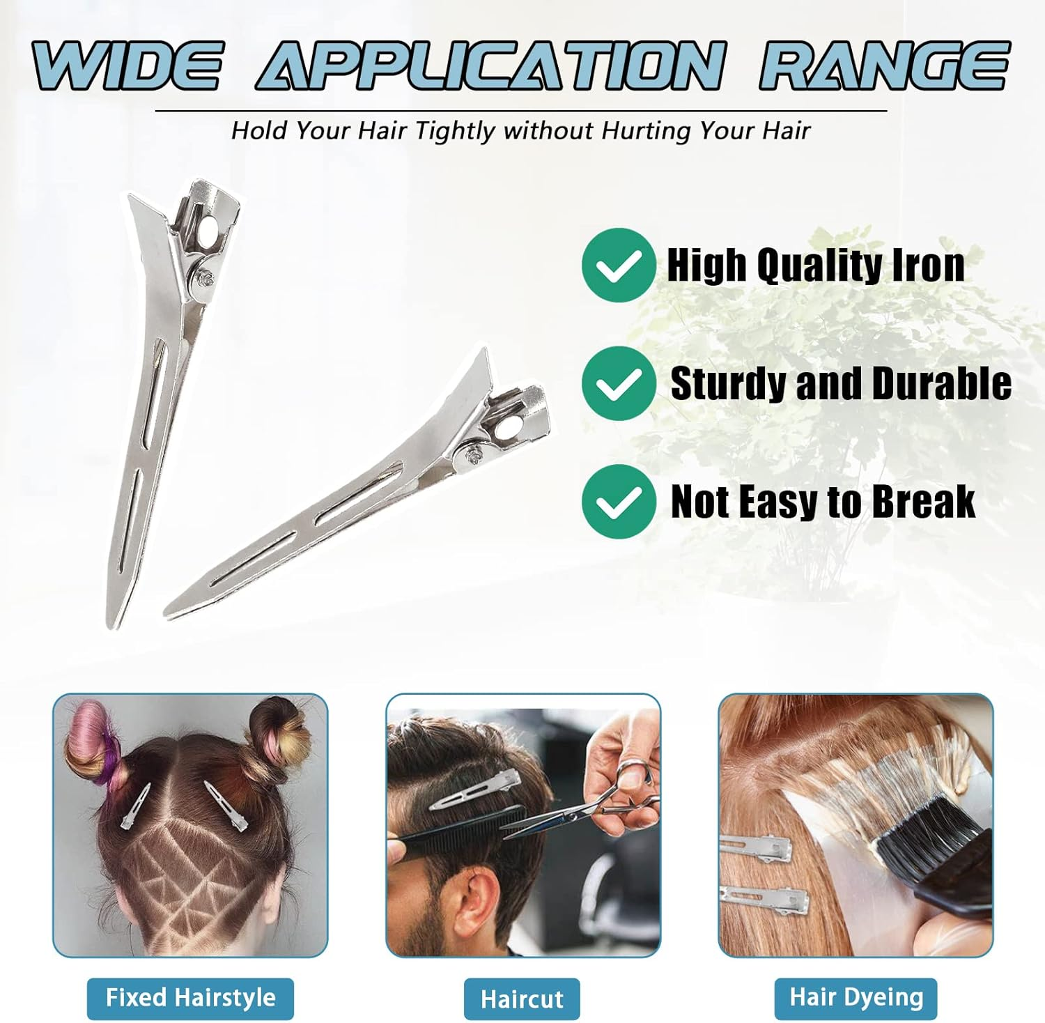 Cimeton 120Pcs 1.37Inch 1.77Inch 2.36Inch Single Prong Pin Curl Duckbill Clips Kit, Silver Setting Section Hair Clips Metal Alligator Clips Styling Hair Clips for DIY Hair Accessories (Assortment Kit)