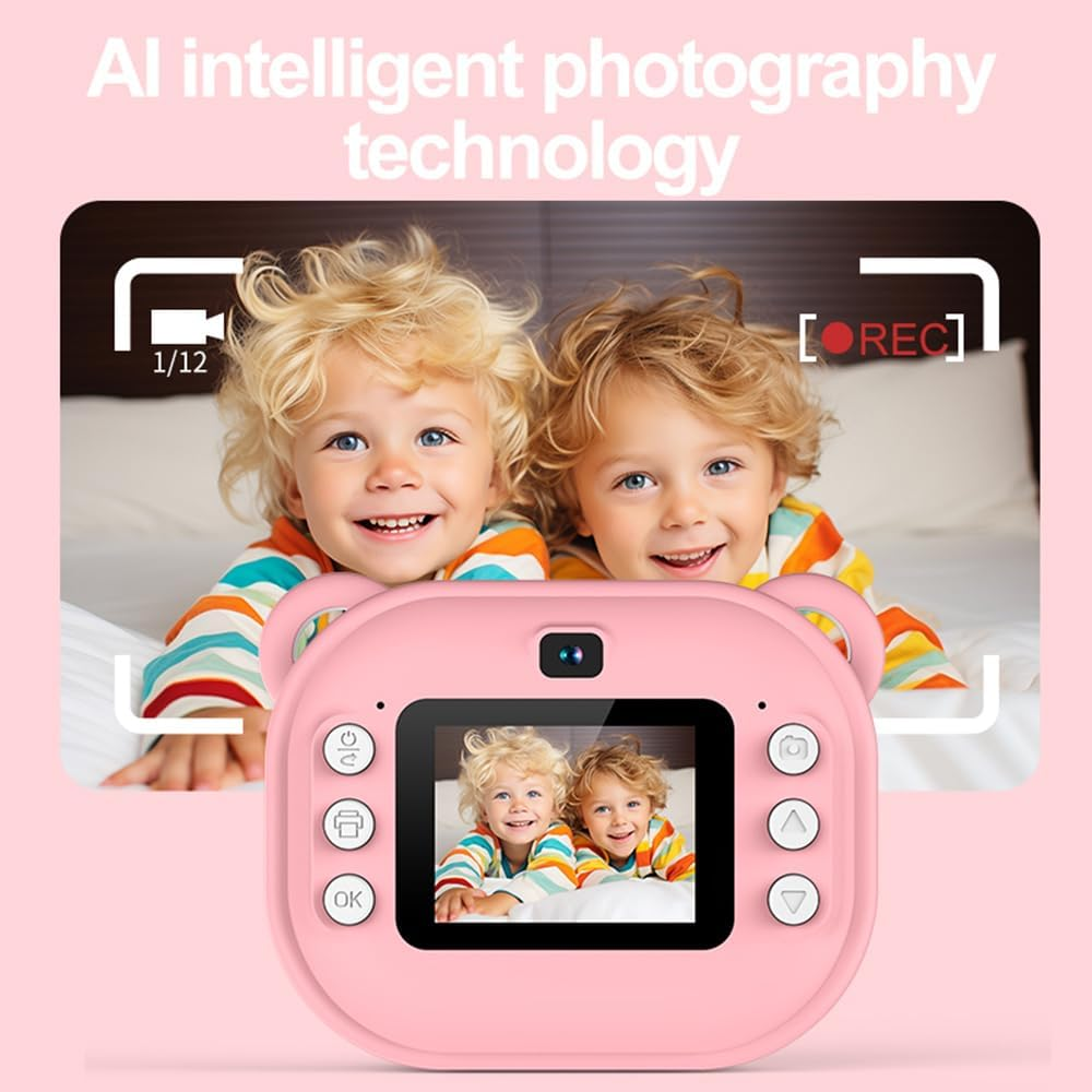Namolit Kids Instant Print Camera 1080P Digital Camera with Dual Lens, 2 Inch Screen, Built-In Battery, Picture Frames, Thermal Printing Paper, Blue - Green image number 2