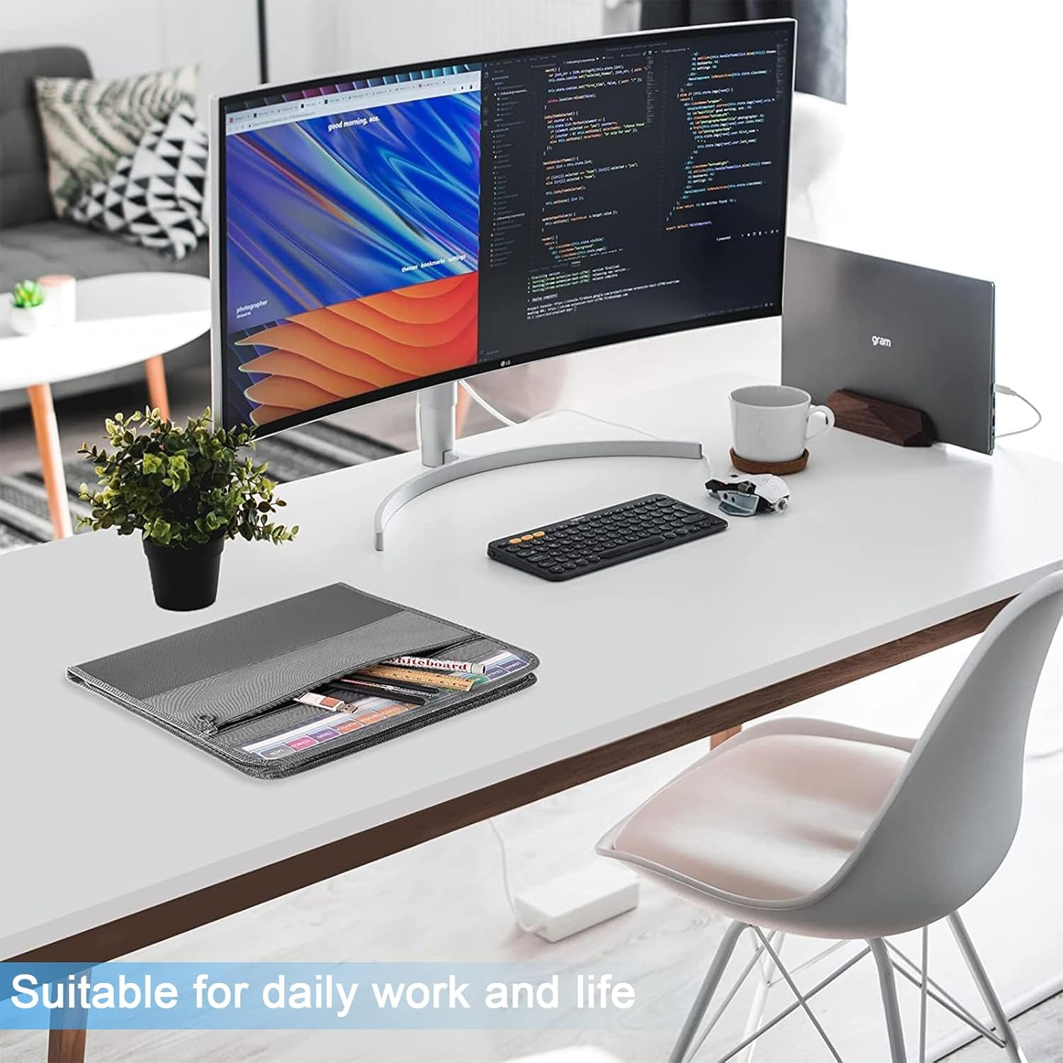 KIDUO Document Organizing Folders,File Folders with 13 Plastic Pockets,Expandable Document Organizer with Sticky Tabs,Portable Letter Size Accordion Document Holder for Invoices,Receipts (Black) image number 2