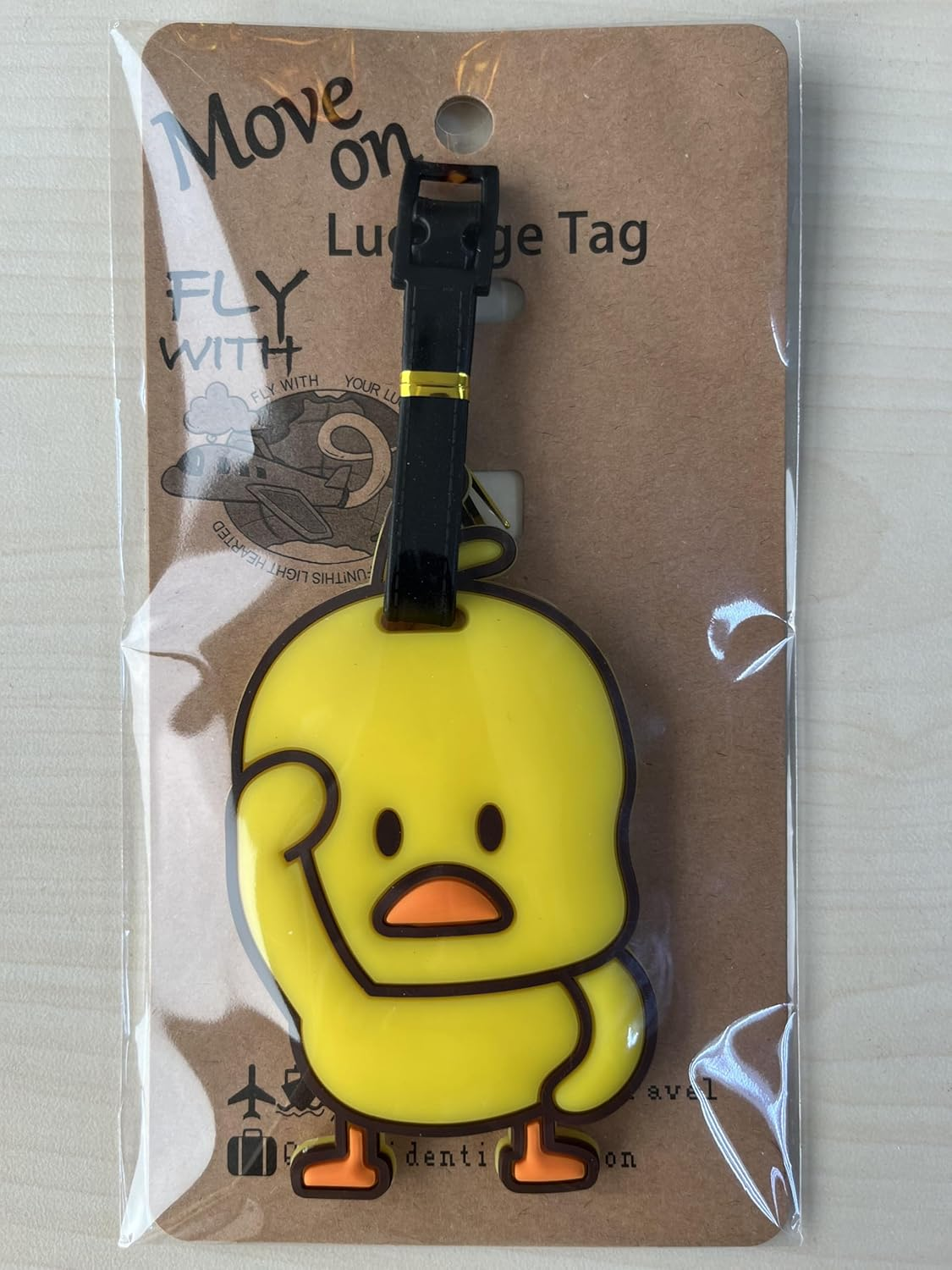 Cute Yellow Duck Luggage Tag, Travel Bag Identifier, Durable Tag, 1 Pack