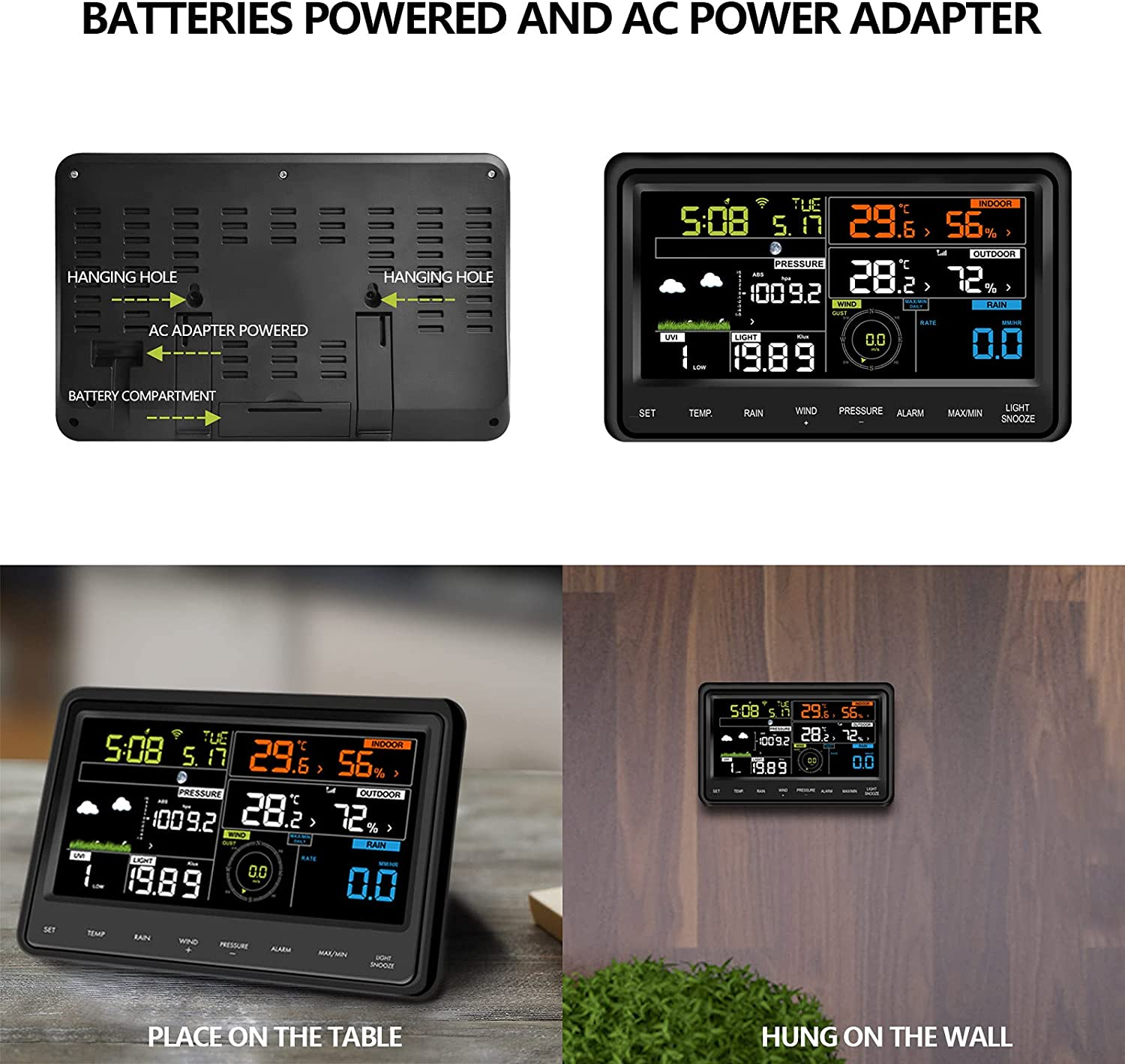 ECOWITT WS2910 Wi-Fi Weather Station Color Display with Wireless Outdoor Solar Powered 7-In-1 Sensor (Thermo-Hygrometer/Rain Gauge/Wind Speed/Wind Direction, Light and UV) image number 5