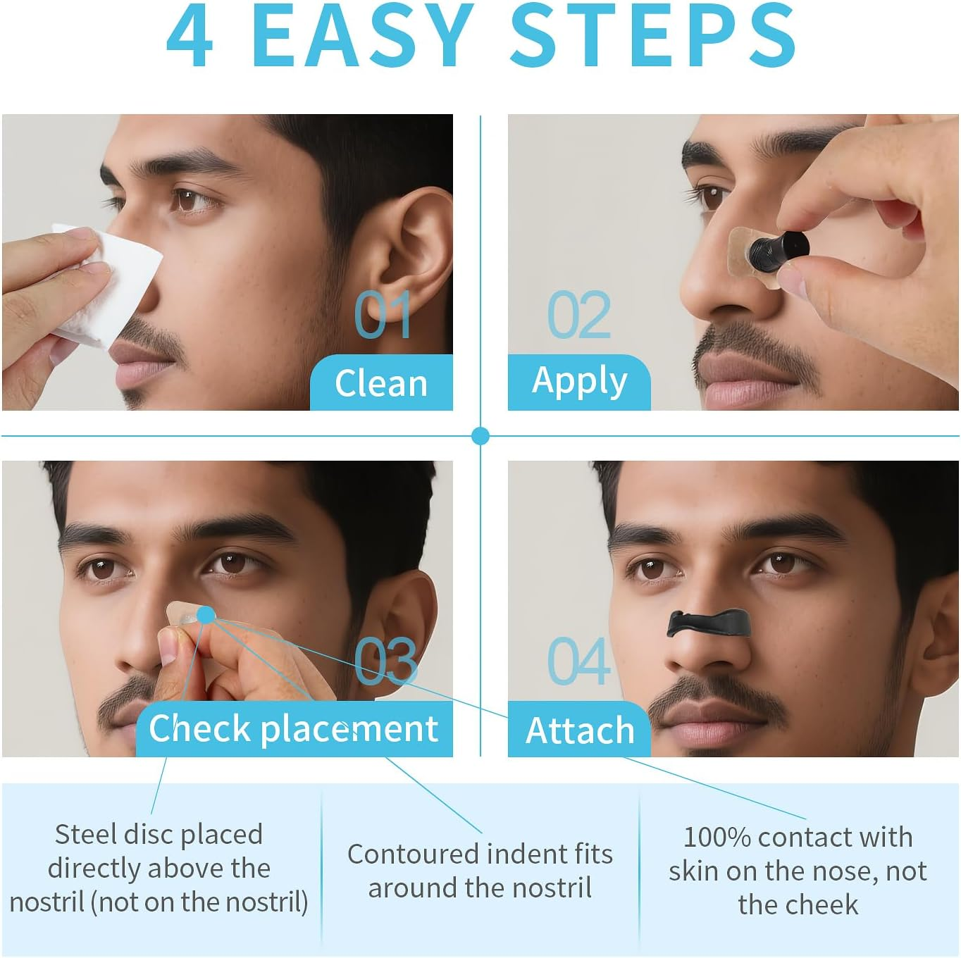 Sydroya Magnetic Nasal Strips (30 Pairs) - anti Snoring Breathing Nose Strips with Nose Clips, Skin Safe, Snore Relief Equipment for Sleep Sports, Stop Snoring Aids for Men & Women (Black) image number 5