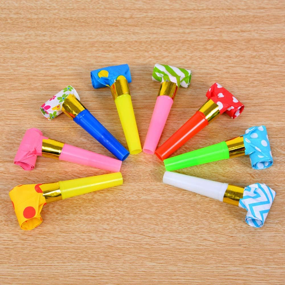 24-Piece Party Blower Set - Fringed Noisemakers, Squawkers, Blowers & Horns in Random Colors image number 1