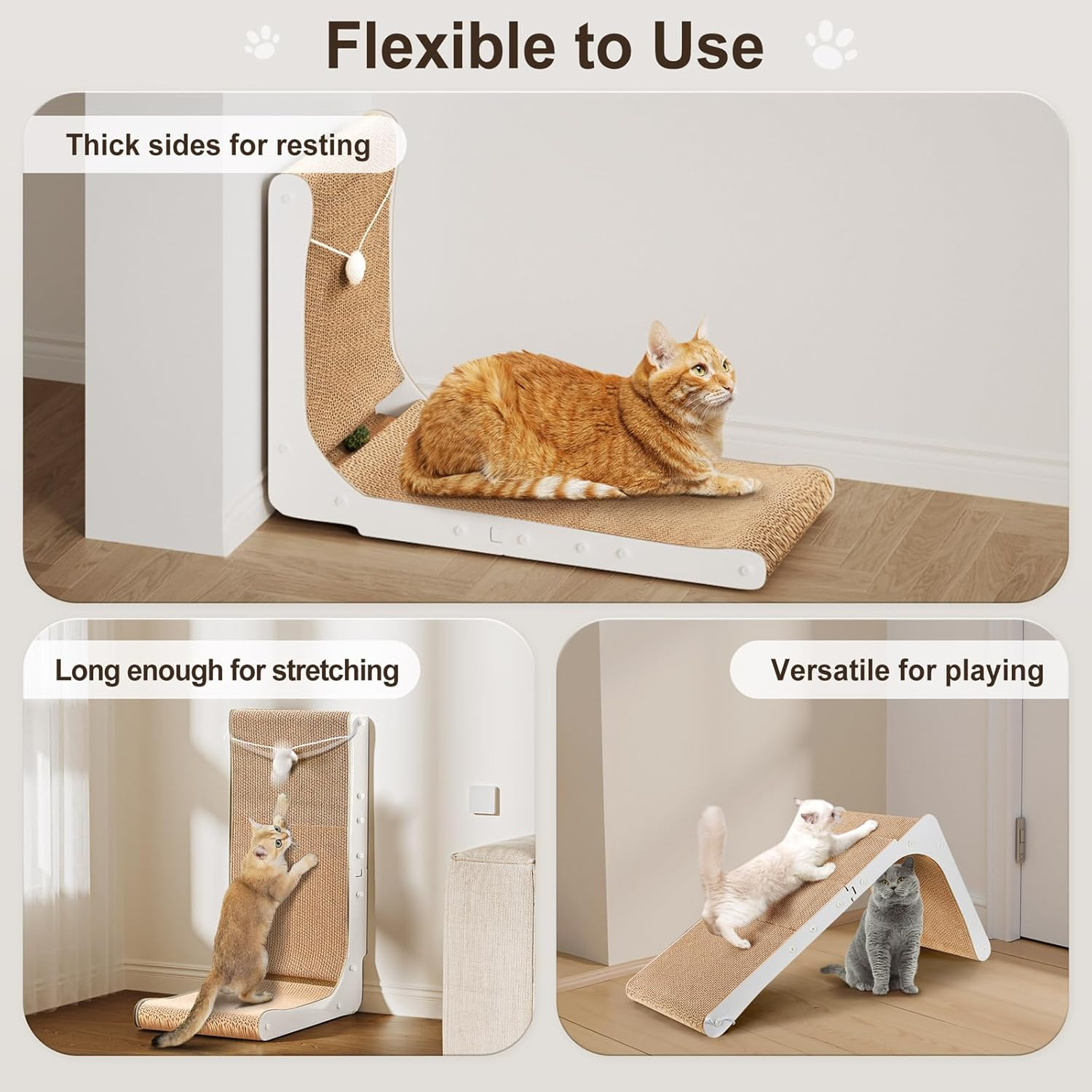 Gimars Vertical Cat Scratcher, L-Shape 26.8'' Cat Scratching Cardboard with Balls, Large Size Cat Scratch Pad Wall Mounted, Cat Toys for Protecting Furniture image number 2