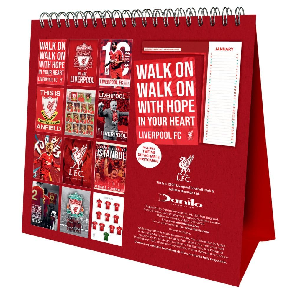 LIVERPOOL FC 2026 POSTCARD DESK EASEL CALENDAR image number 1